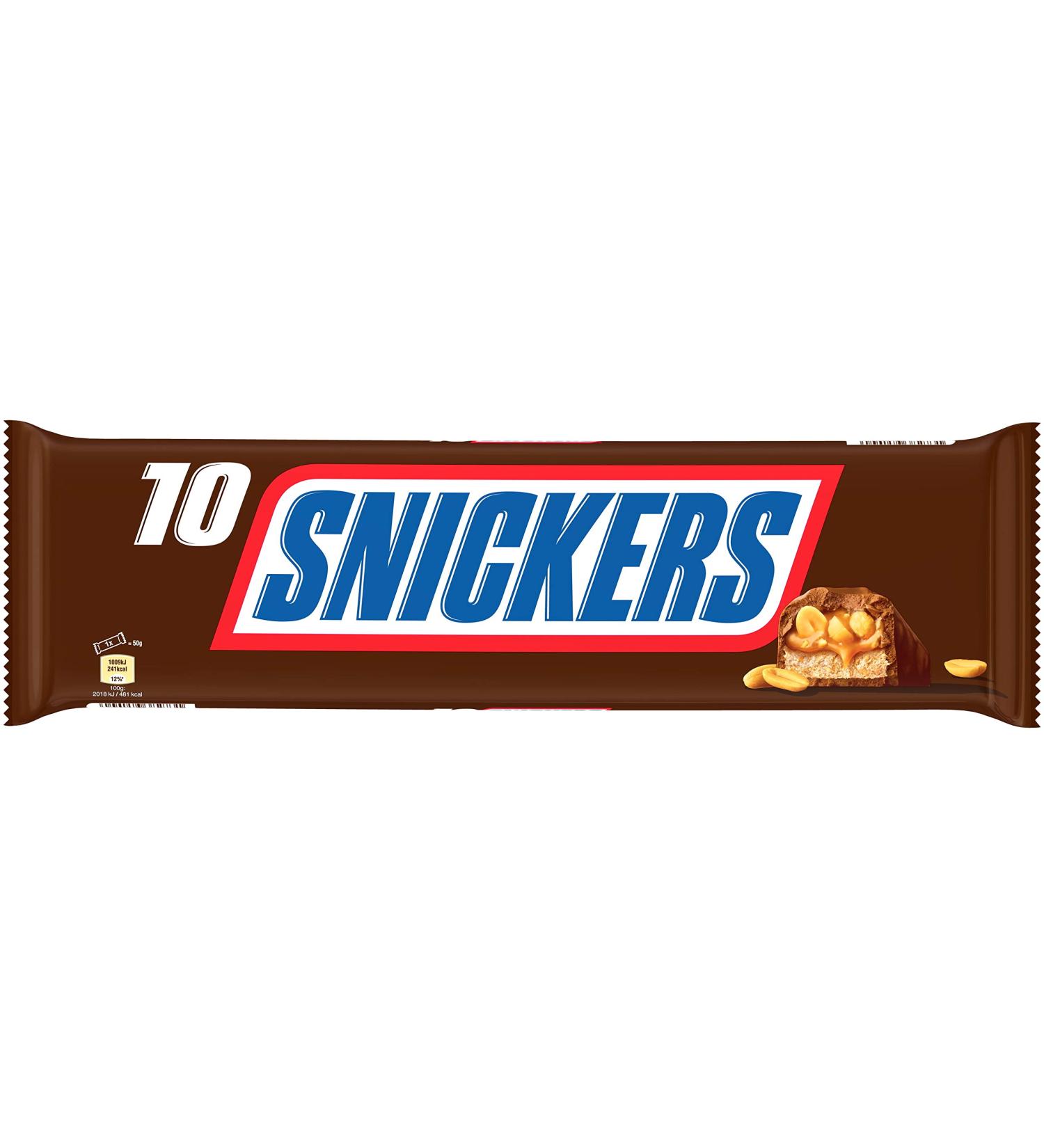 SNICKERS - Milk chocolate bars stuffed with caramel and roasted peanuts - Bag of 10 bars (Set of 4) - Buy Online on GoSupps.com