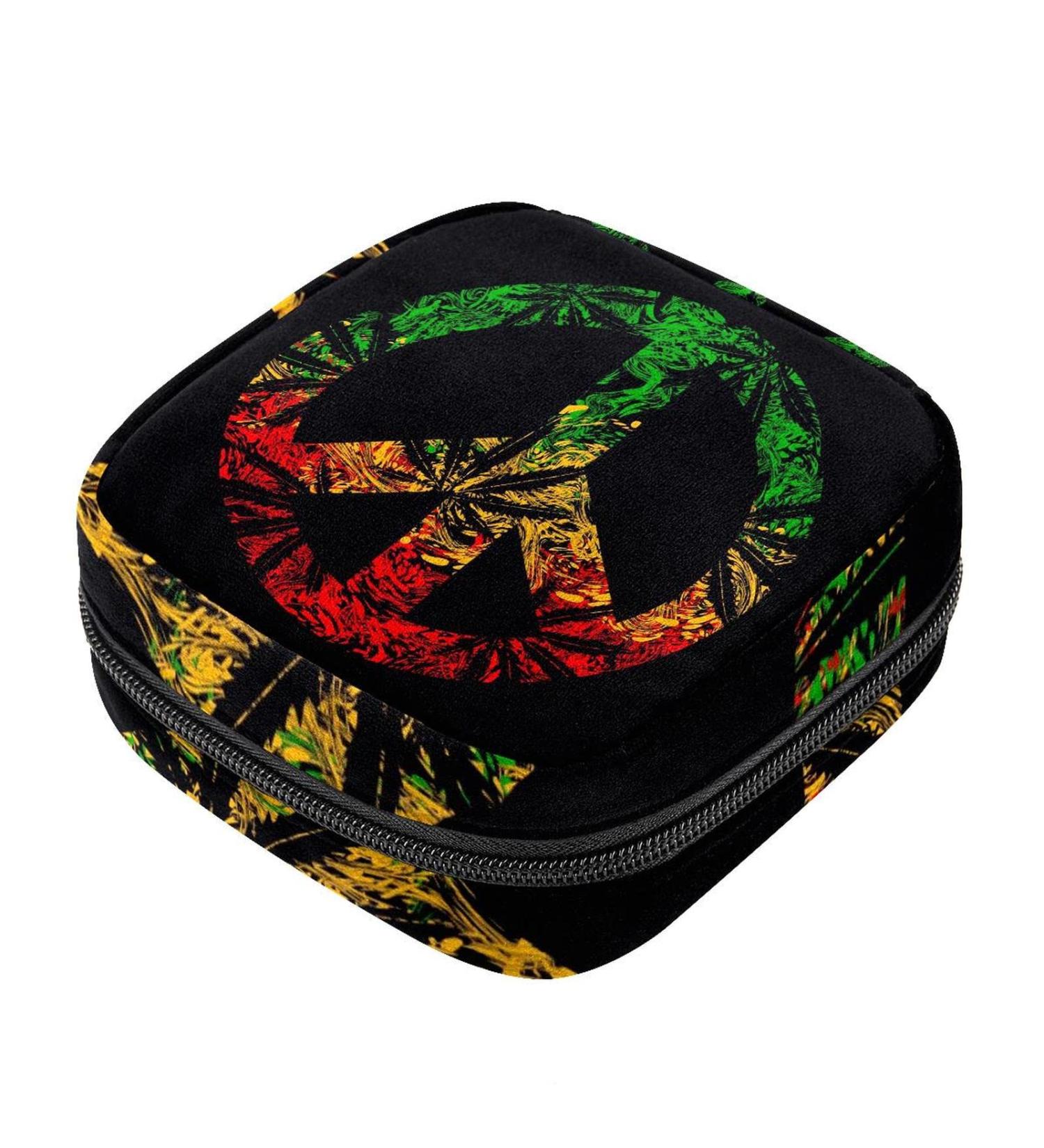 Jamaica Pacifist Shield Marijuana Leaves Sanitary Napkin Storage Bag | Portable Period Pocket for Women & Teens | Menstrual Cup Bags & Silent Insert Holder - Buy Online on GoSupps.com