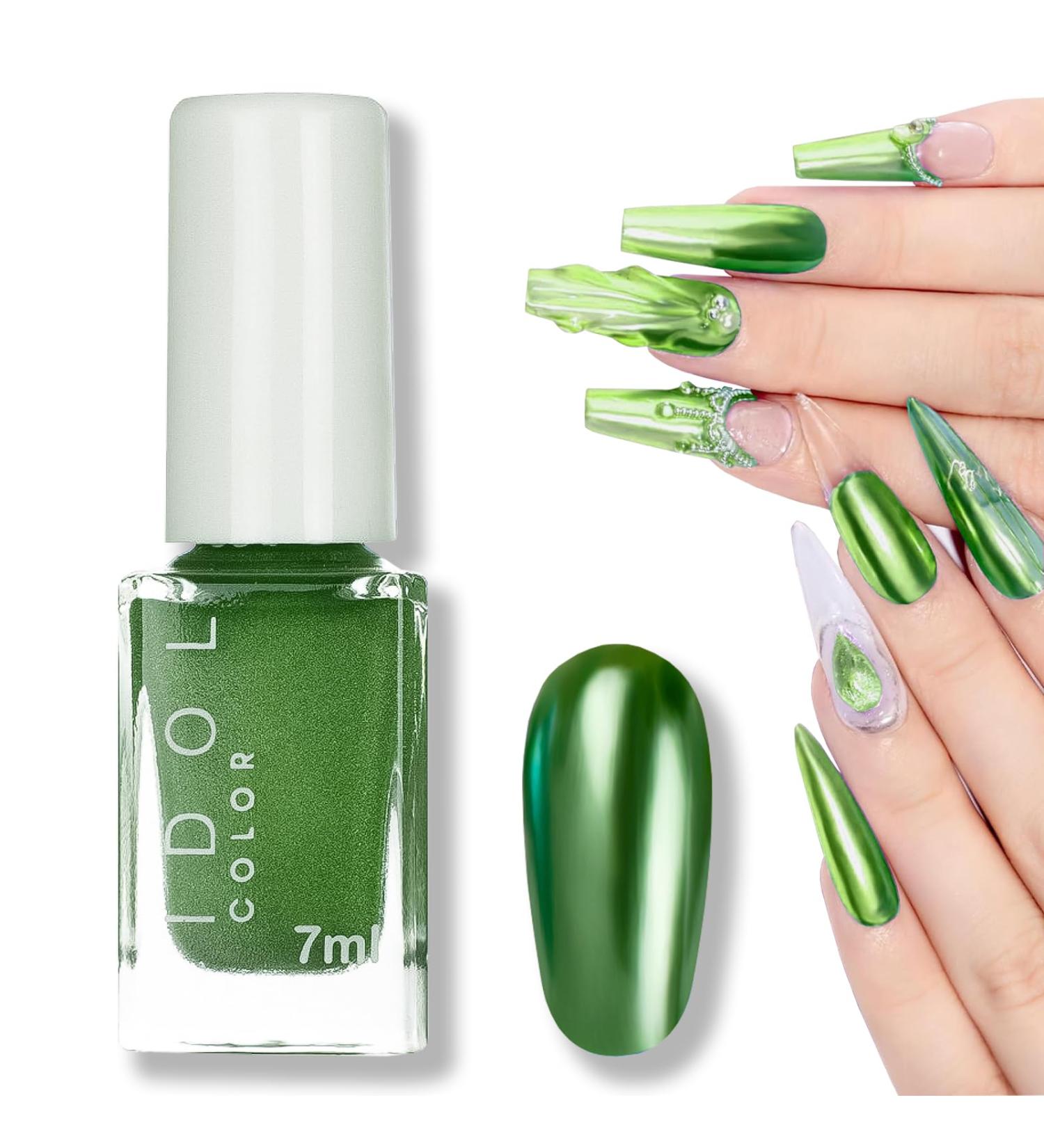 Chrome Nail Polish Green Nail Polish - Metal Mirror Effect Nail Varnish Quick Drying Nail Polish - Long Lasting No UV Needed Nail Art Nail Gel Polish at Home DIY Manicure 7ml - Buy Online on GoSupps.com