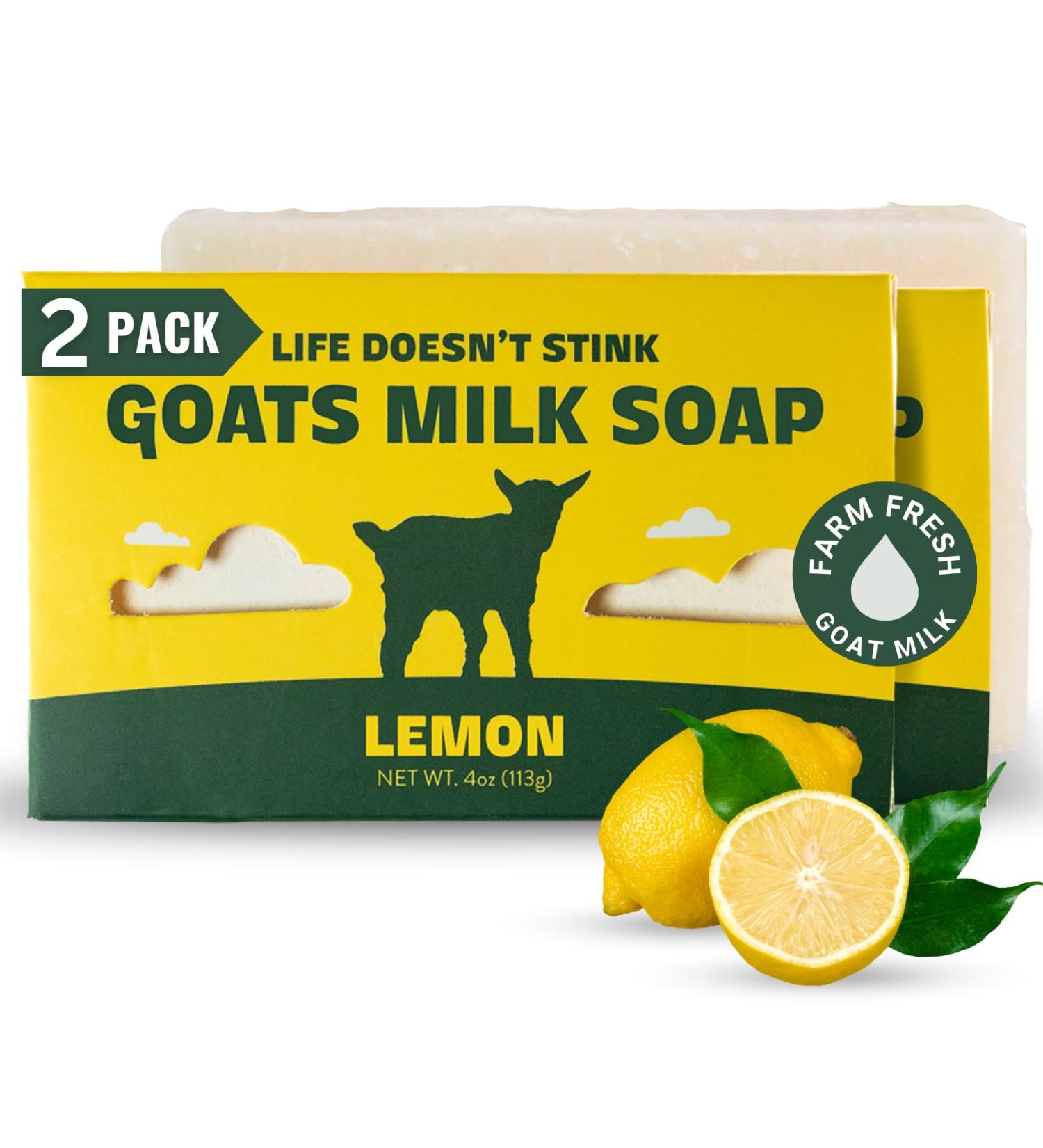 Stinkbug Natural Organic Goat's Milk Soap with Lemon - 4 oz Pack of 2 | All-Natural Ingredients for Soft Skin - Buy Online on GoSupps.com