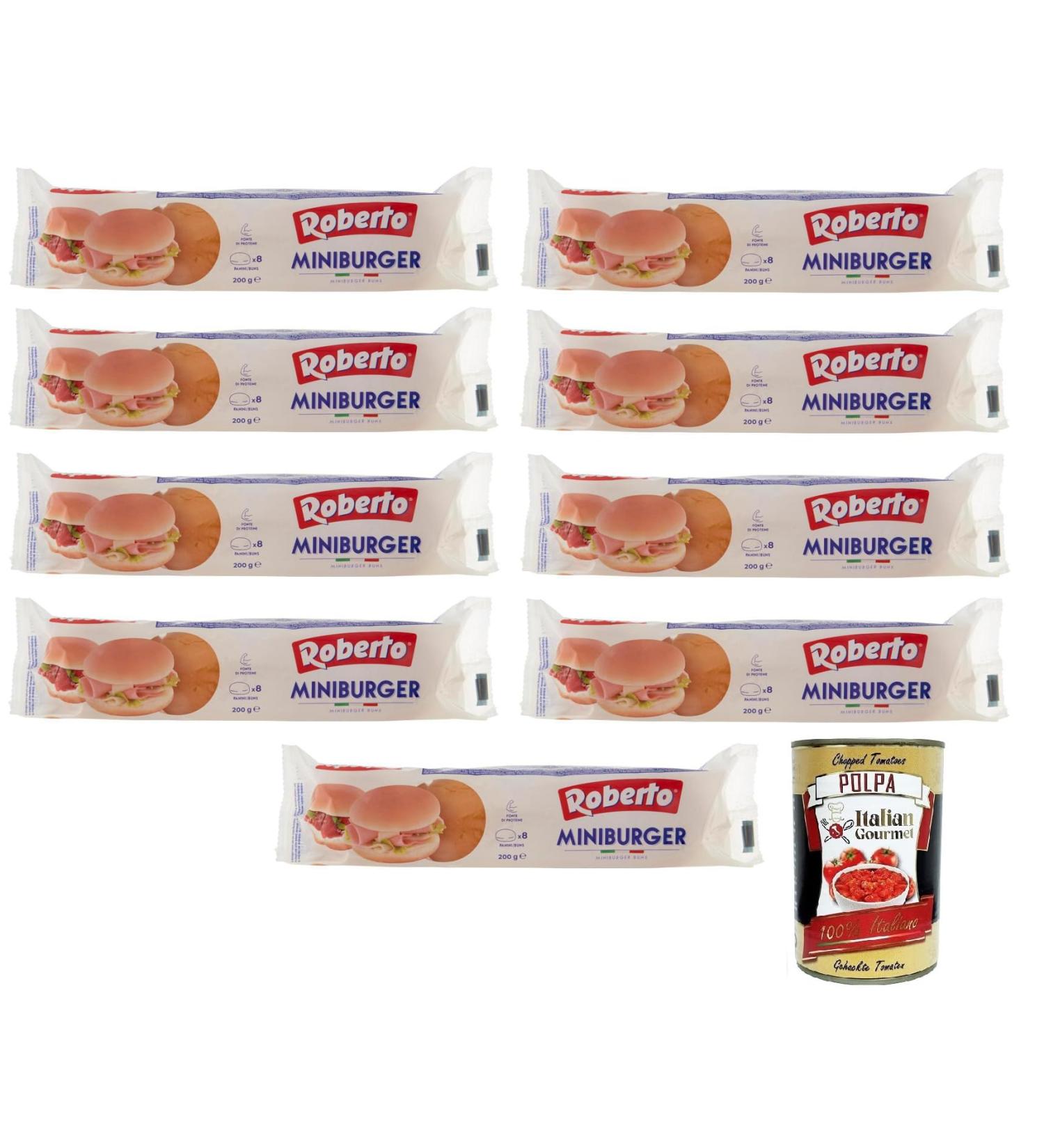  Italian Gourmet E.R. Roberto Miniburger 9 Buns 200 g Each Pack Contains 8 Mini Burgers + Italian Gourmet Polpa di Pomodoro 400g - Buy Online on GoSupps.com