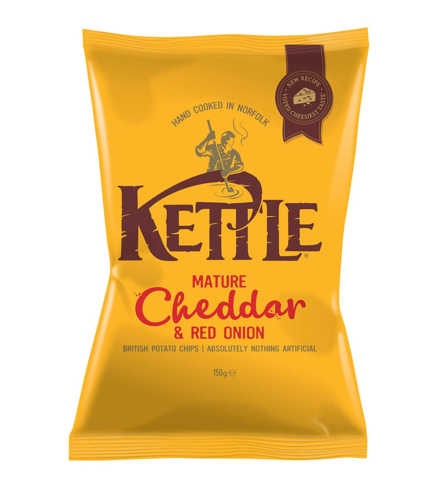 Kettle Kettle Cheddar and Red Onion Crisps - 12 x 150g