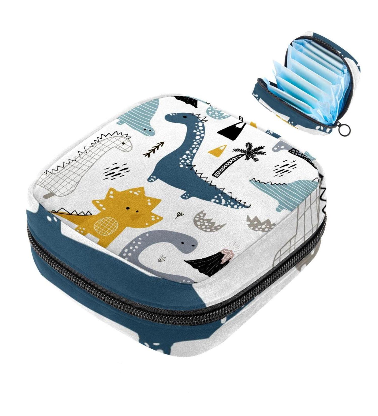 Shop Women's Dinosaur Sketch Binding Bags - Stylish Menstruation Storage with Zip Pockets - Buy Online on GoSupps.com