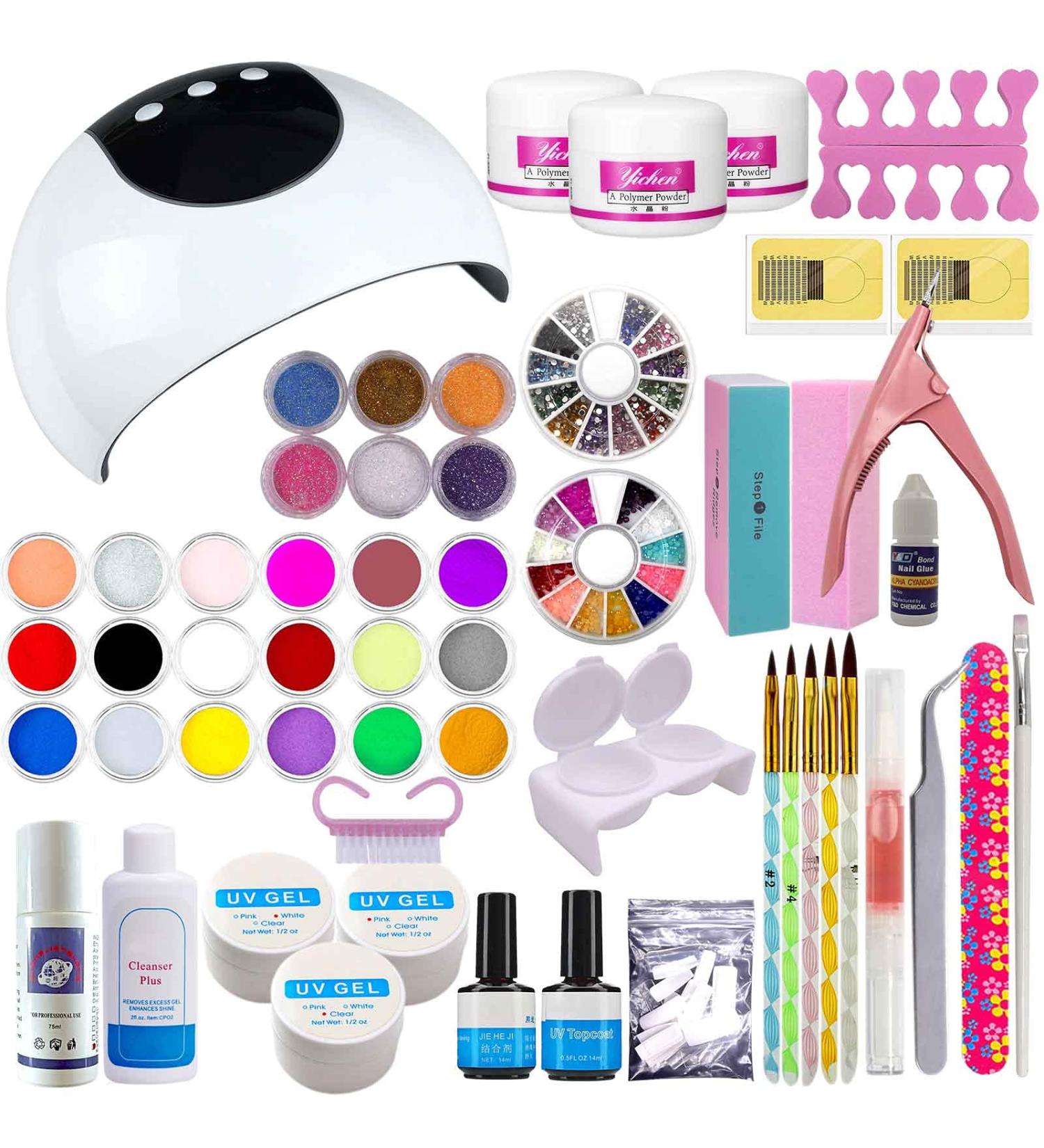 Warm Girl Acrylic Nail Kit 36W UV Nail Lamp 3 Colors UV Nail Gel Acrylic Powders and Acrylic Liquid Set 24 Color Glitter Powders Acrylic Liquid Nail Art Set 251 - Buy Online on GoSupps.com