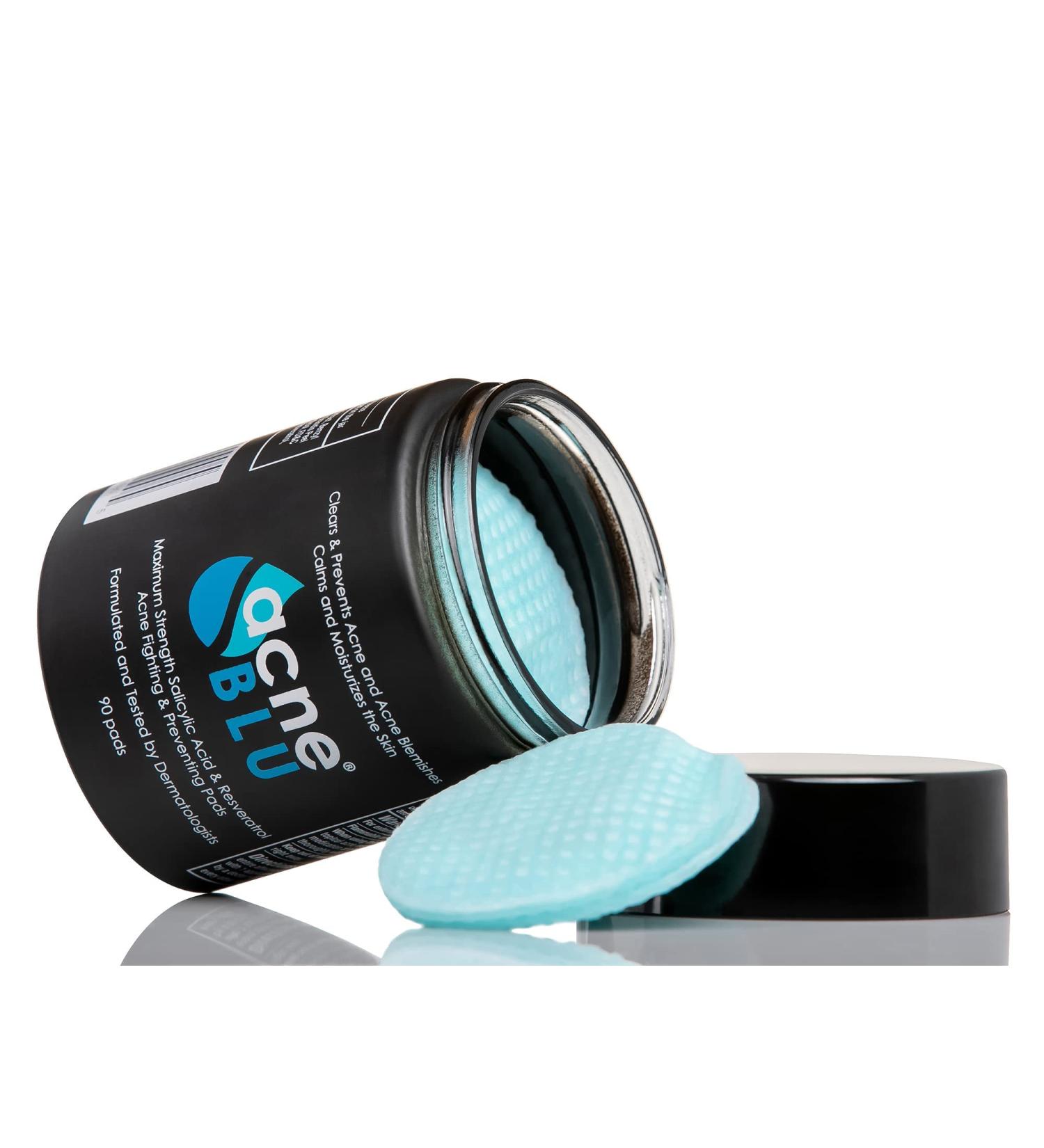 ACNE BLU Acne Treatment & Prevention Pads - 90 Pads in Satin Glass Jar - Buy Online on GoSupps.com
