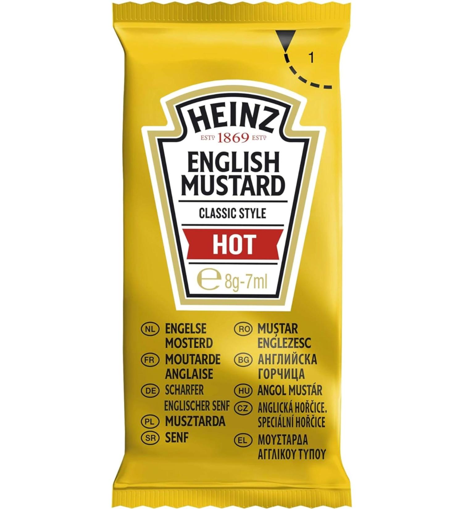 Heinz English Mustard Sachets 50 Pack. Convenient Single-Serve Packet. Individually wrapped.