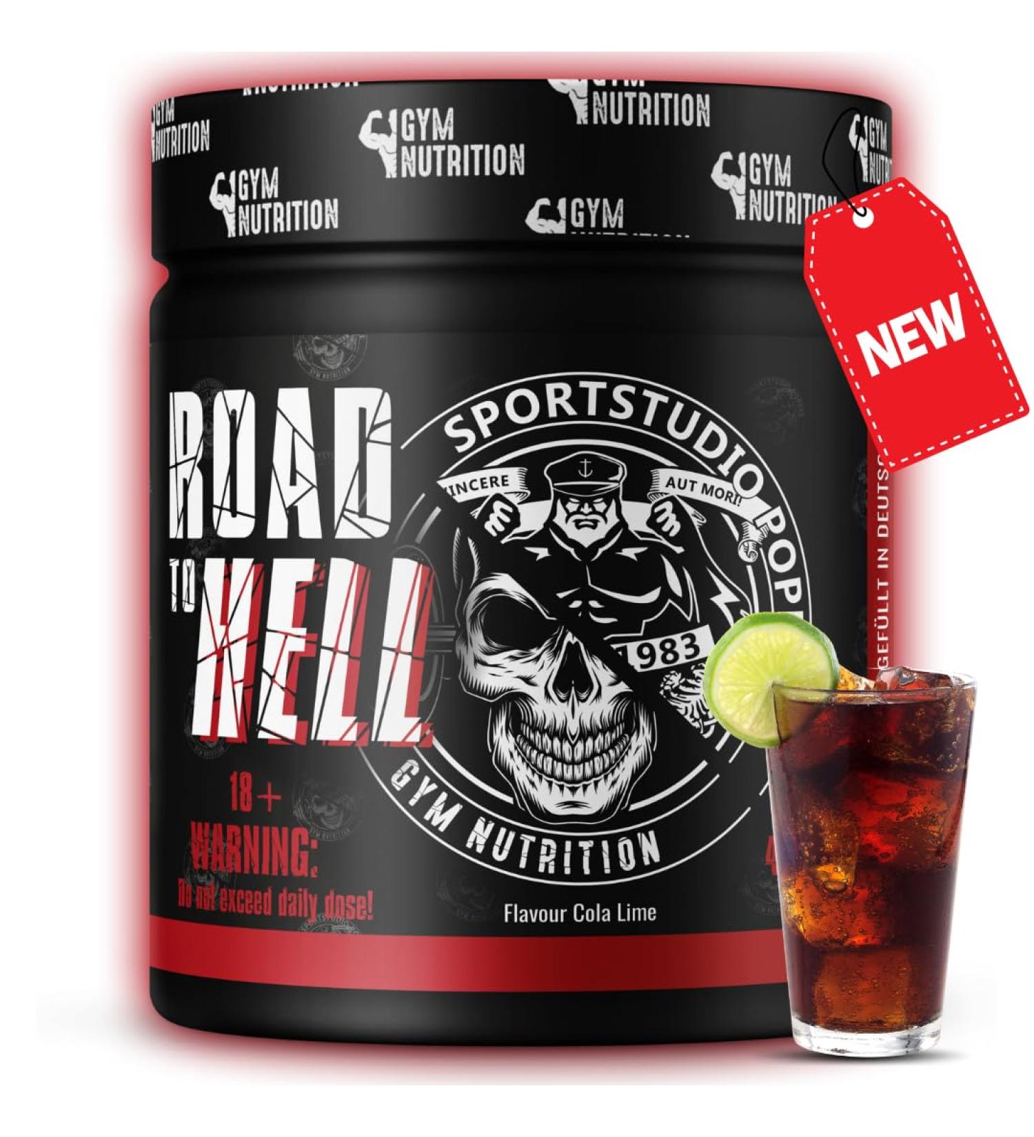 Road to Hell 2.0 - Ultra Hardcore Booster Pre Workout Powder | ATP L-Arginine Citrulline Beta Alanine Caffeine - 400g Vegan Cola-Lime - International Shipping Available - Buy Online on GoSupps.com