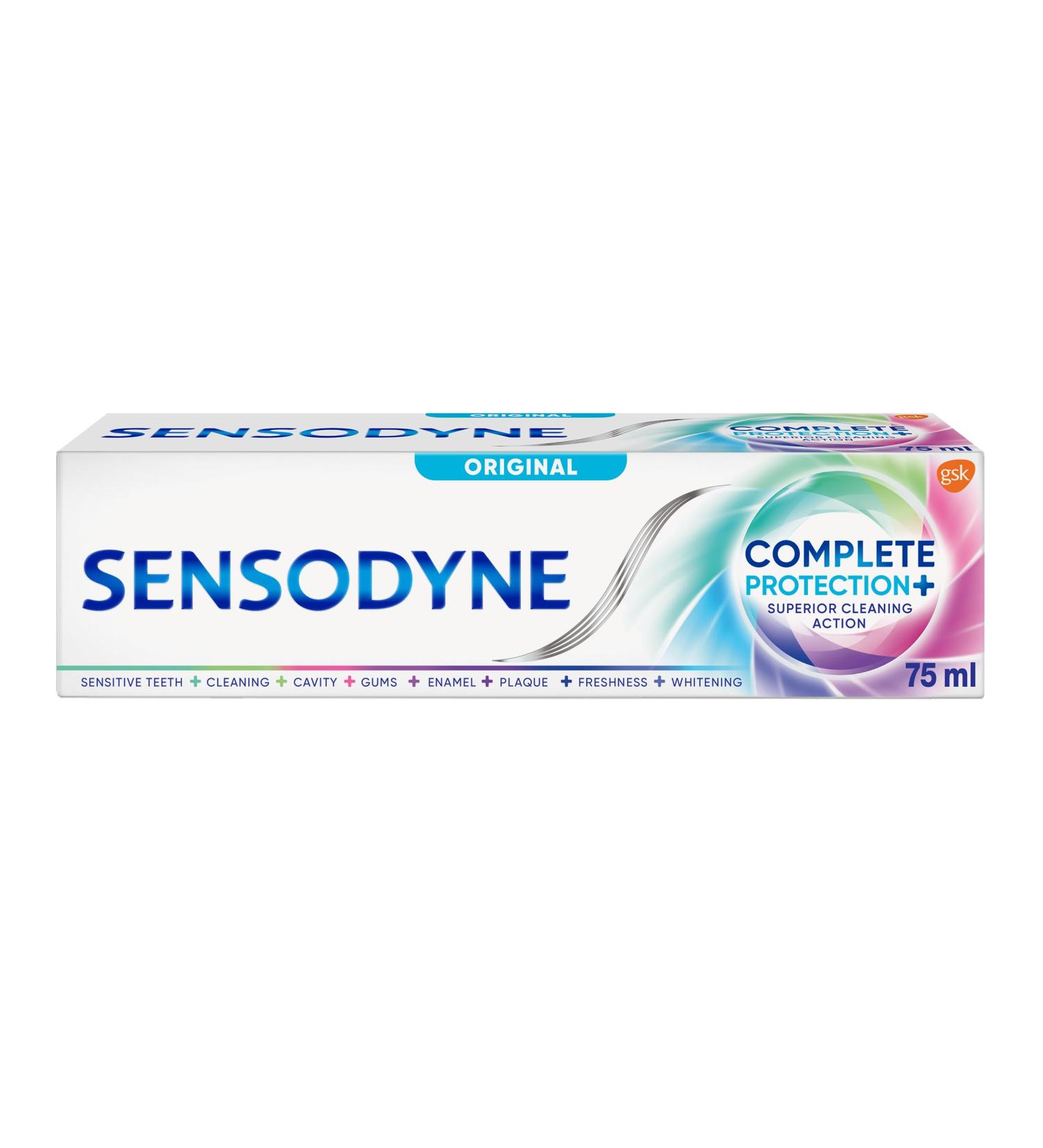 Sensodyne Complete Protection & Advanced Toothpaste For Sensitive Teeth Aid Plaque Removal Cool Mint 75ml 75 ml (Pack of 1) NEW Original