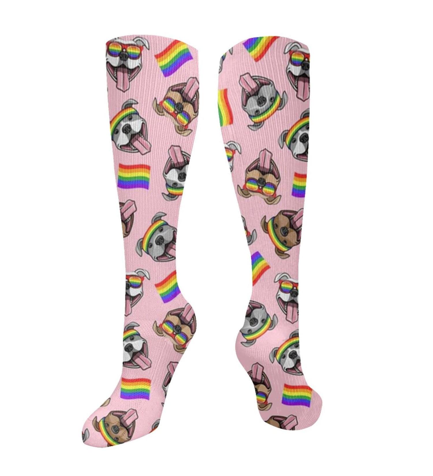 Pride Pit Bulls LGBTQ Compression Socks for Men & Women - 15-20 mmHg Circulation Support for Running & Cycling - Buy Online on GoSupps.com