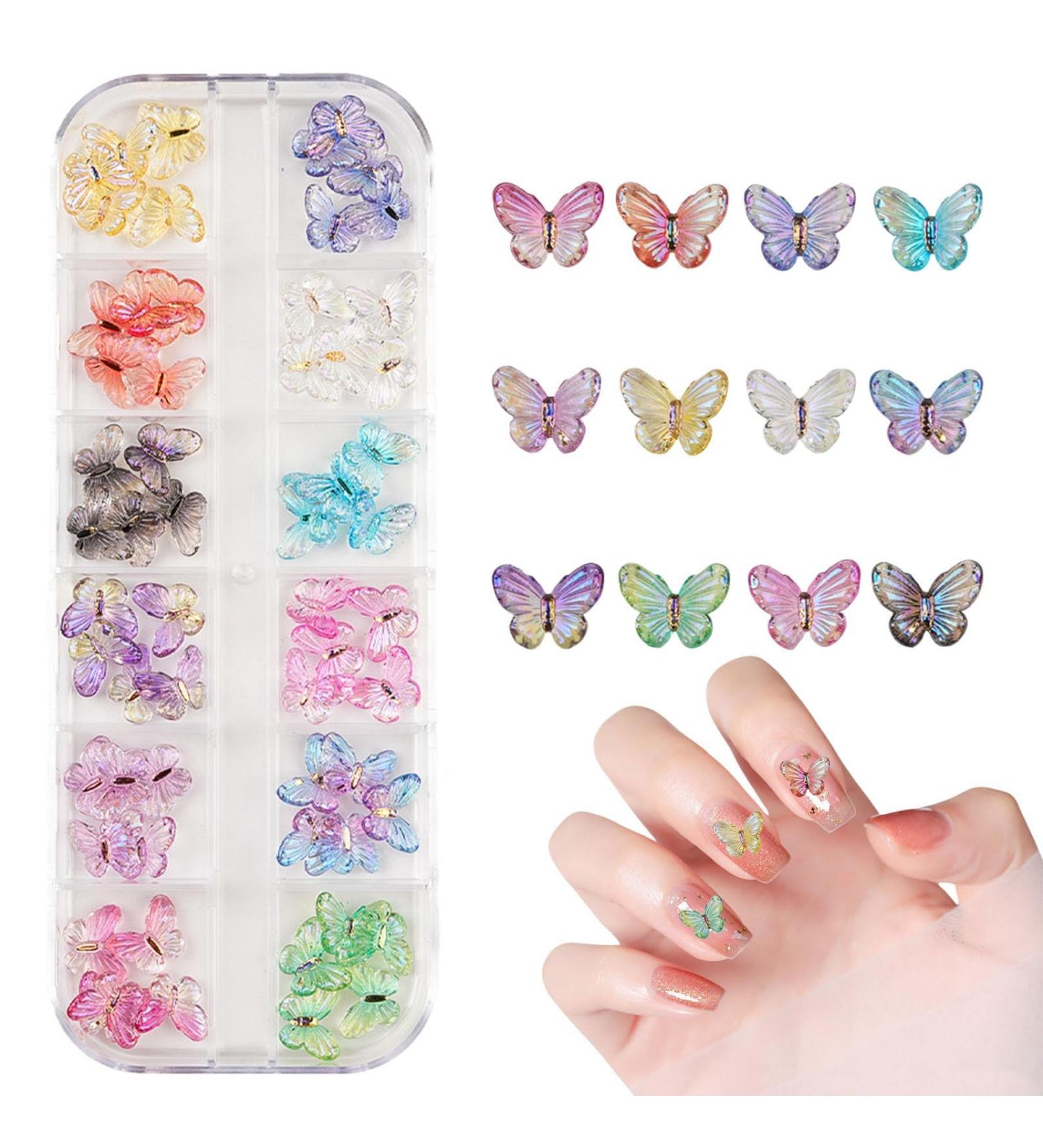 3D Butterfly Nail Charms 1Box 12Grids Resin Colorful Butterfly Nail Art Charms Mini Cute Nail Art Decorations for Women Girls Manicure Design DIY Crafts (Colorful B) - Buy Online on GoSupps.com
