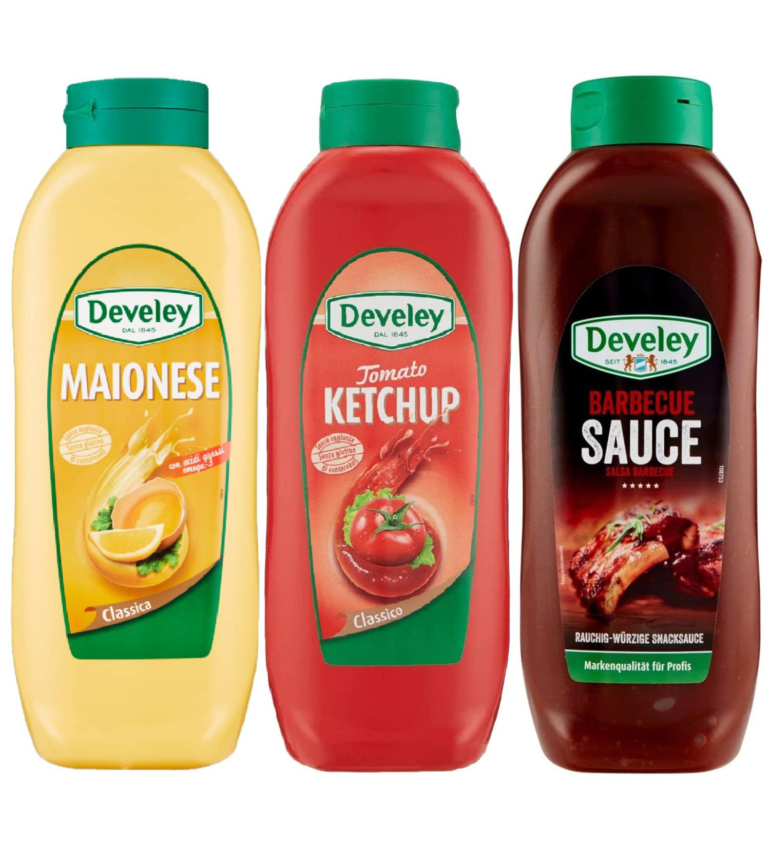 Develey Develey Salsa Classic 3 Mainese Ketchup BBQ 3 Squeeze Bottles 875 ml