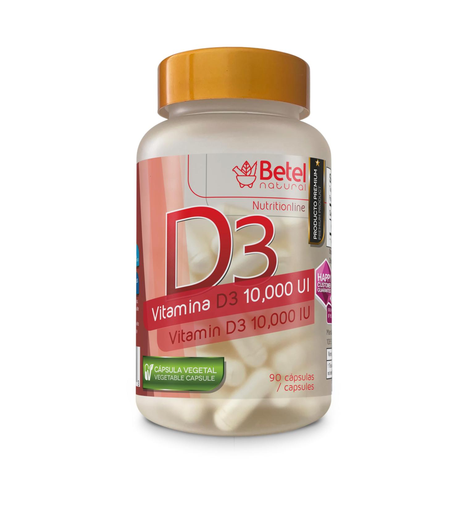 Betel Natural Vitamina D3 10 000 IU The Sunshine Vitamin Easy! - 90 Caps