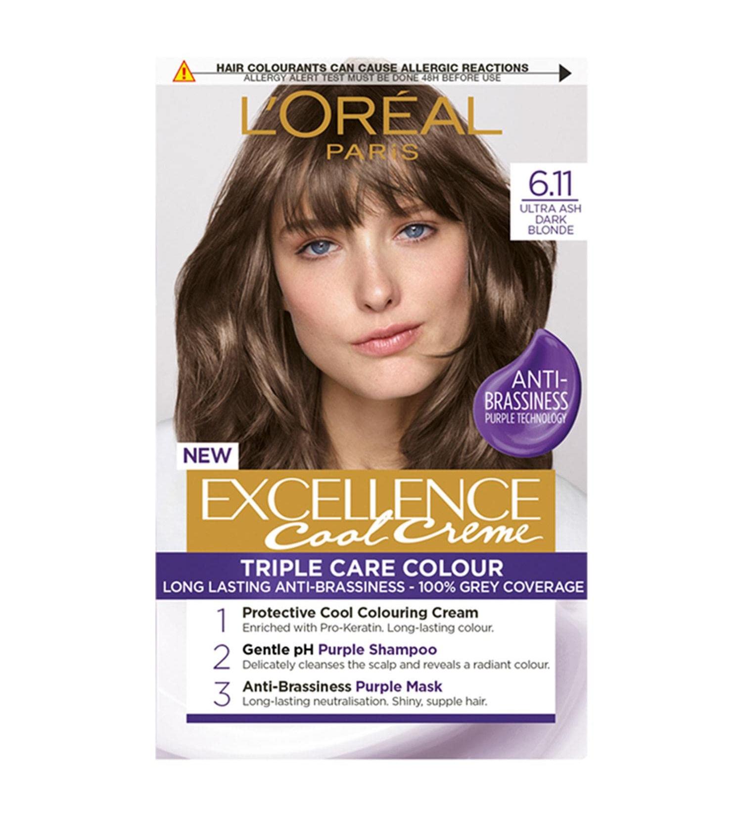  L'Oreal Paris L'Or al Paris Excellence Cool Cr me Permanent Hair Color Radiant at Home - Up to 100% Gray Coverage Pro-Keratin Up to 8 Weeks of Color Color: 6.11 - Buy Online on GoSupps.com