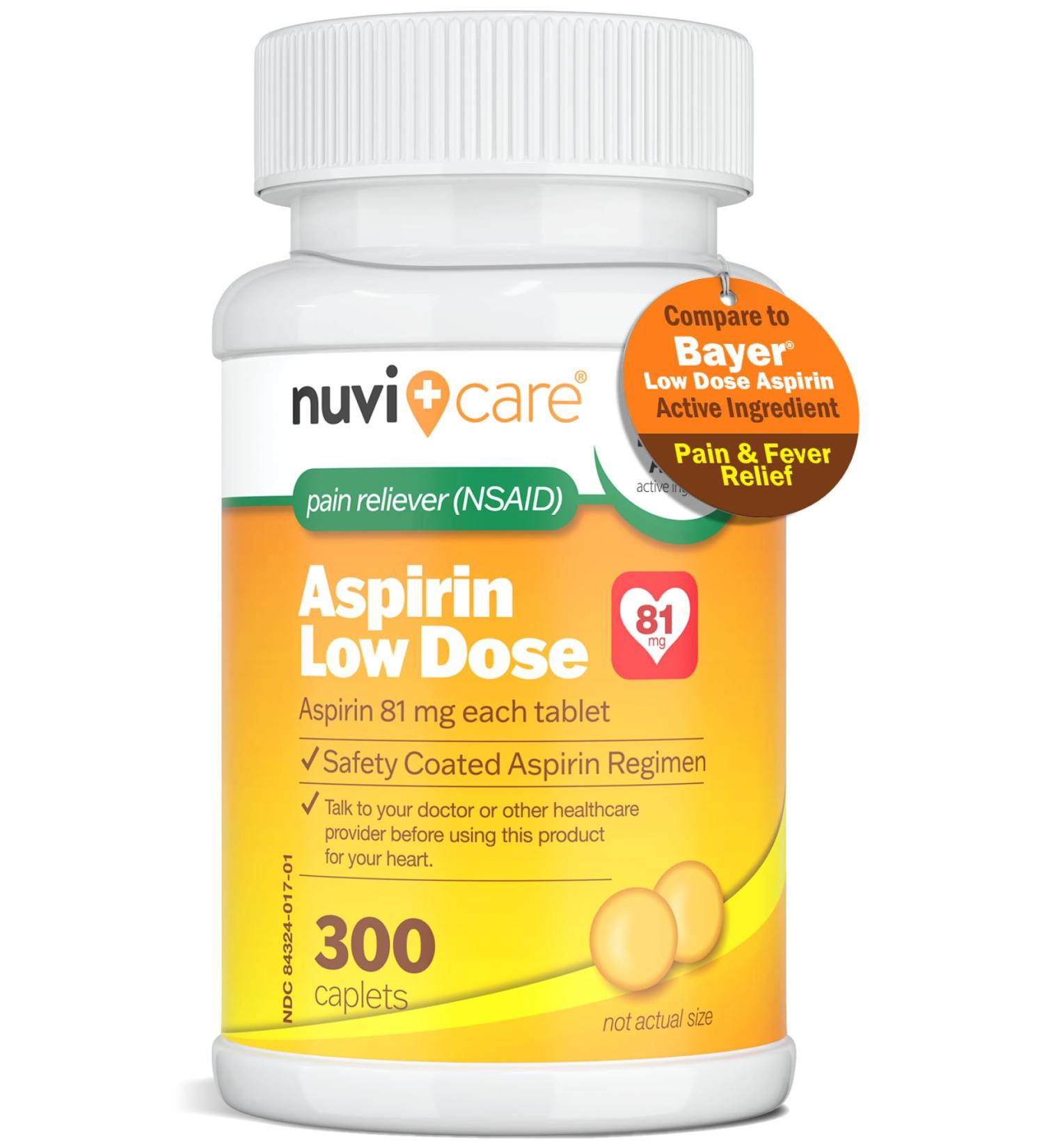 Buy Low Dose Aspirin 81mg Coated Caplets - Compare to Bayer - 300 Count - Safe for Adults - International Shipping Available - Buy Online on GoSupps.com