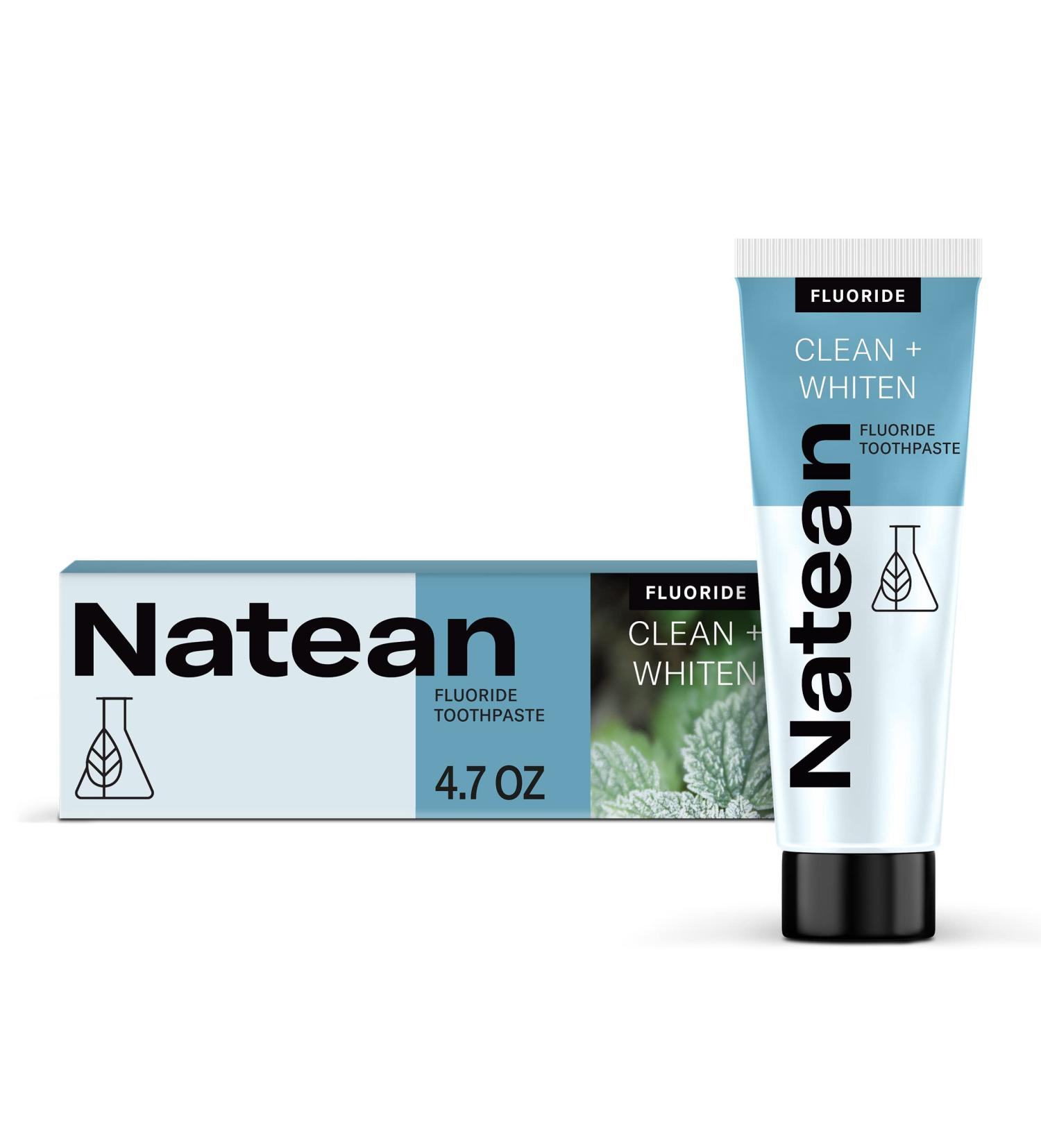 Natean Clean + Whiten Fluoride Whitening Toothpaste - Clean Mint 4.7 Oz Tube - Buy Online on GoSupps.com