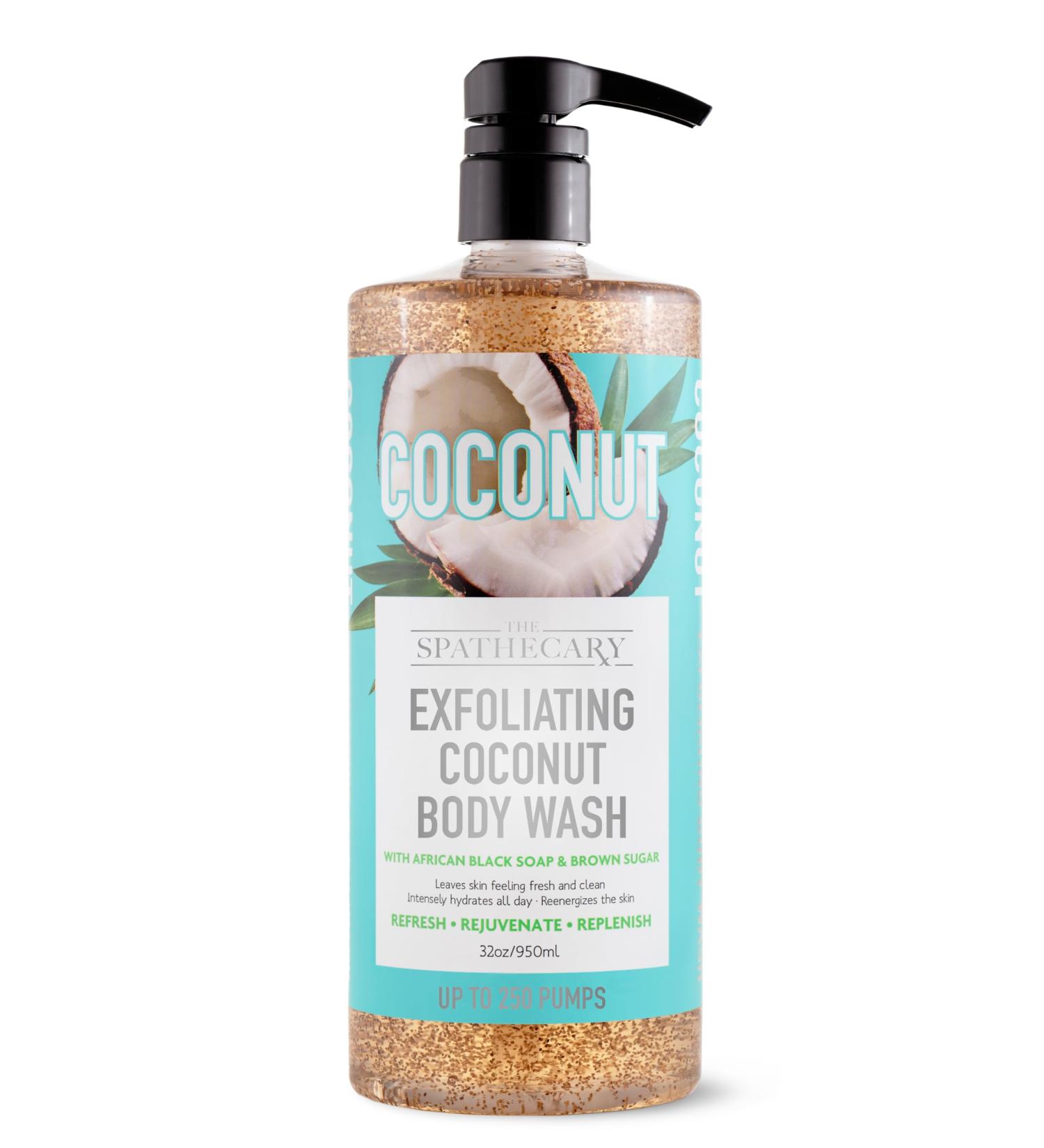 Exfoliating Coconut Body Wash - Refresh & Rejuvenate with African Black Soap & Brown Sugar | 33 oz | International Shipping - Buy Online on GoSupps.com