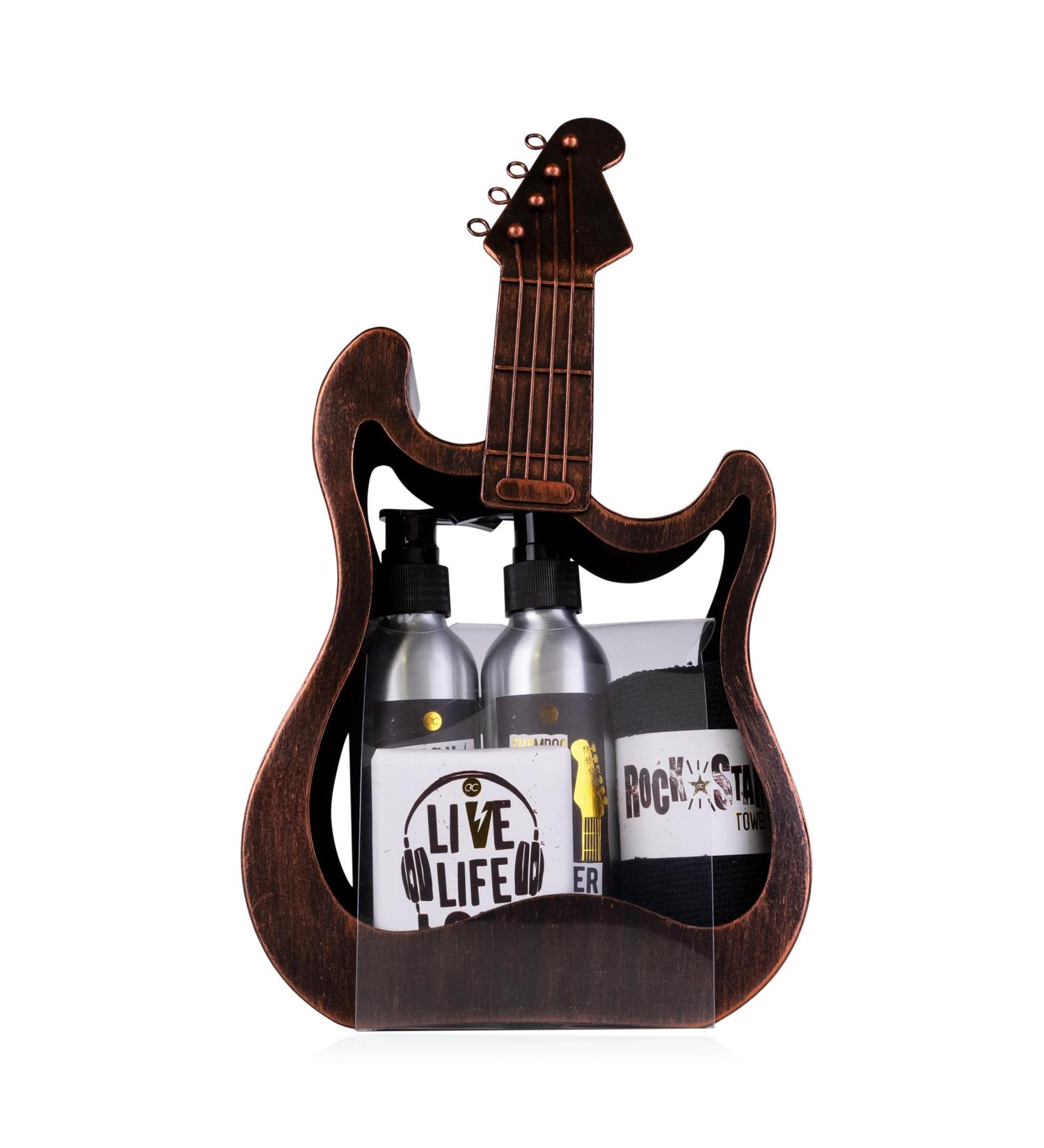 Accentra Metal Guitar Gift Set - Shower Gel Body Lotion Soap & Towel | Unique Gift for Mother's Day Father's Day Birthdays & Easter - Buy Online on GoSupps.com