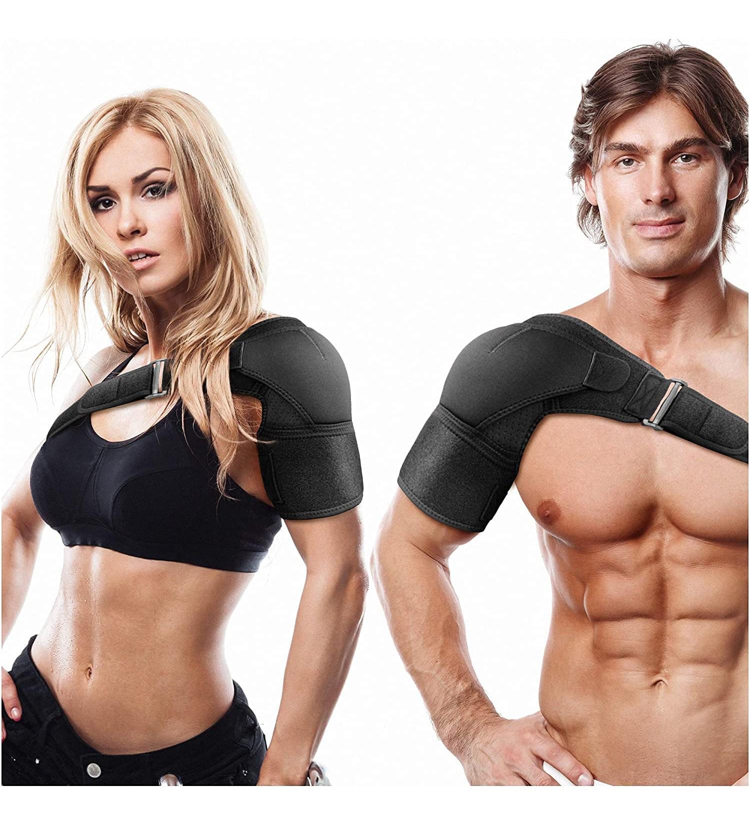 Shoulder Brace for Pain Relief & Support | Left & Right Arm Compression Strap for AC Joint, Tendonitis, Bursitis | Stabilizer for Dislocation, Subluxation, Tendinitis in Men & Women - Buy Online on GoSupps.com