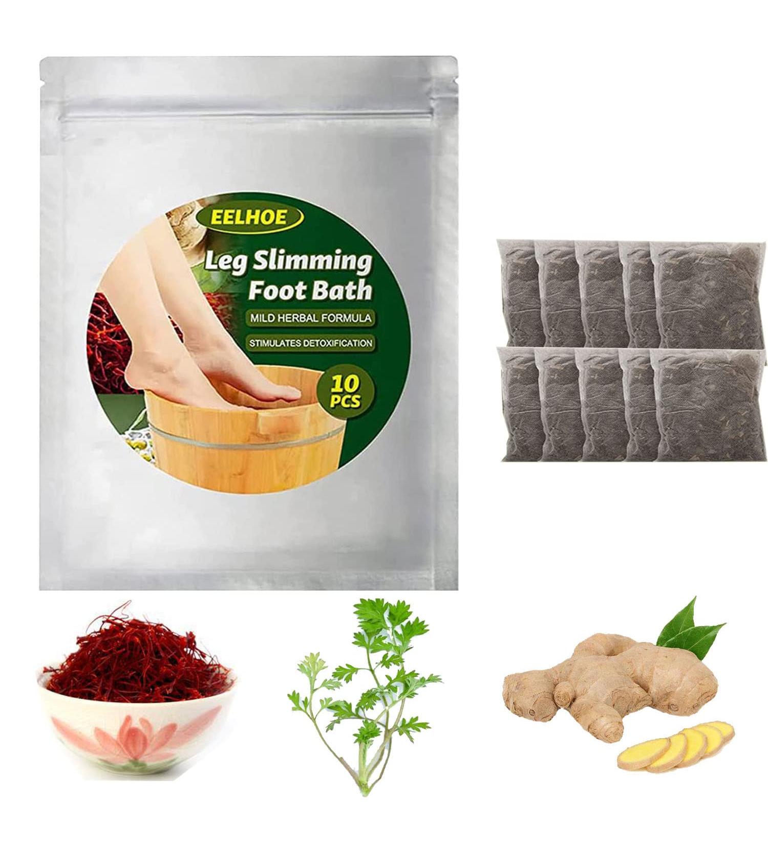 Lymphatic Drainage Ginger Foot Soak - Natural Mugwort Herb Bath for Slimming and Relaxation (1PACK-10pcs) - Buy Online on GoSupps.com