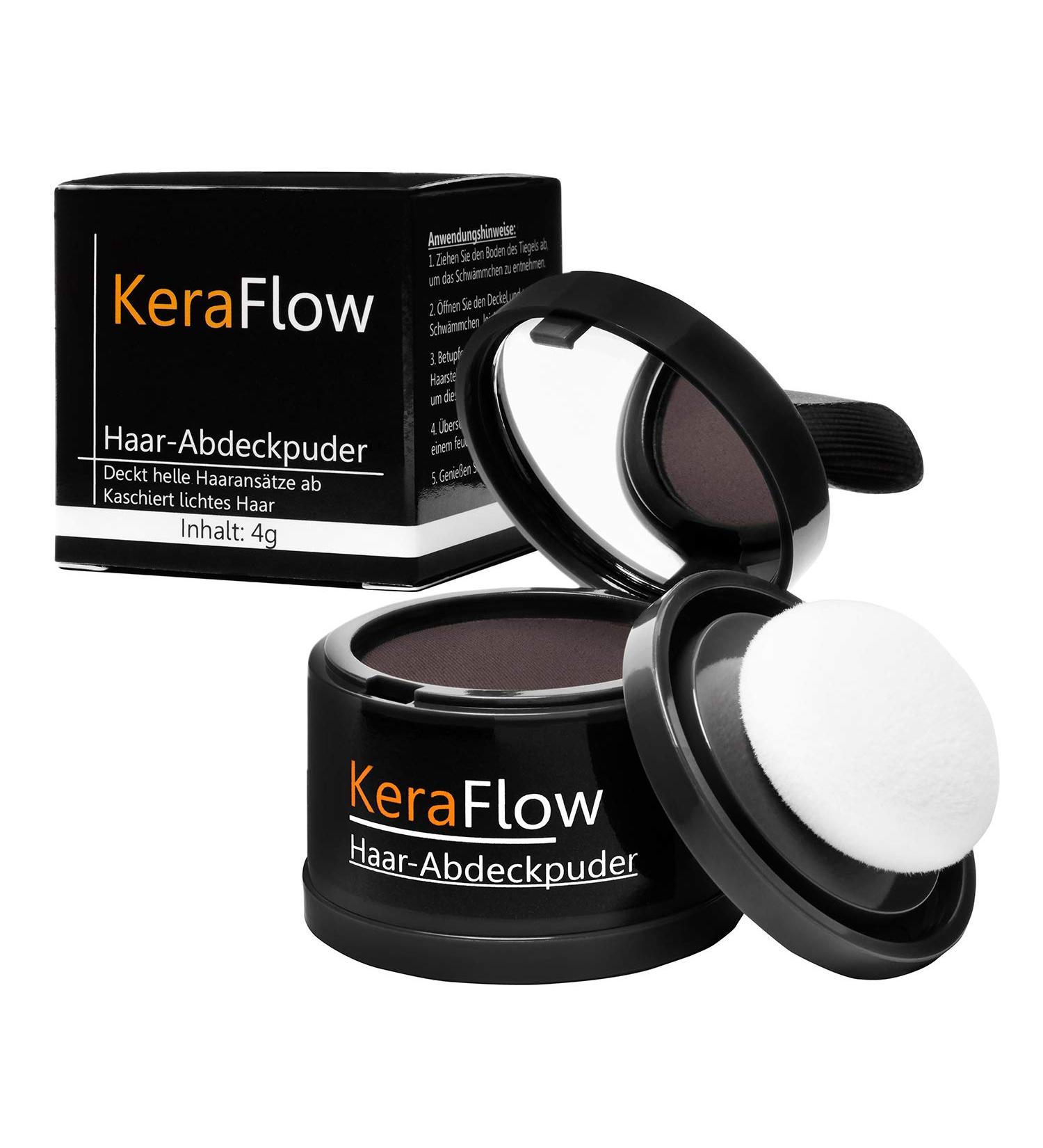 KeraFlow Root Powder - Hair Concealer & Thickener for Grey Hair | 4g Dark Brown - Best Solution for Thinning Hair - Buy Online on GoSupps.com