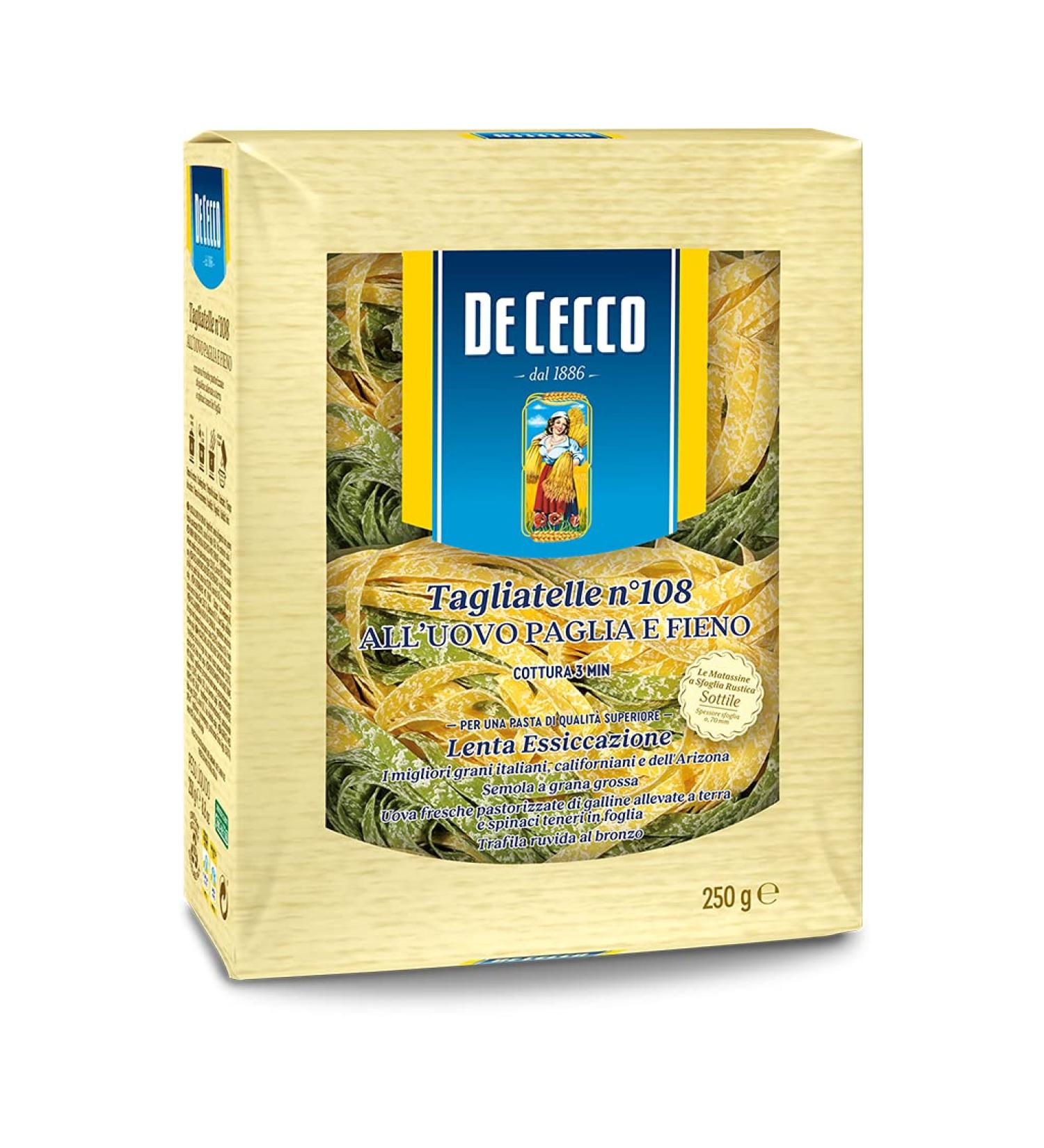  De Cecco De Cecco Pasta with Eggs and Spinach Tagliatelle Paglia e Fieno Matassine 250g - Buy Online on GoSupps.com