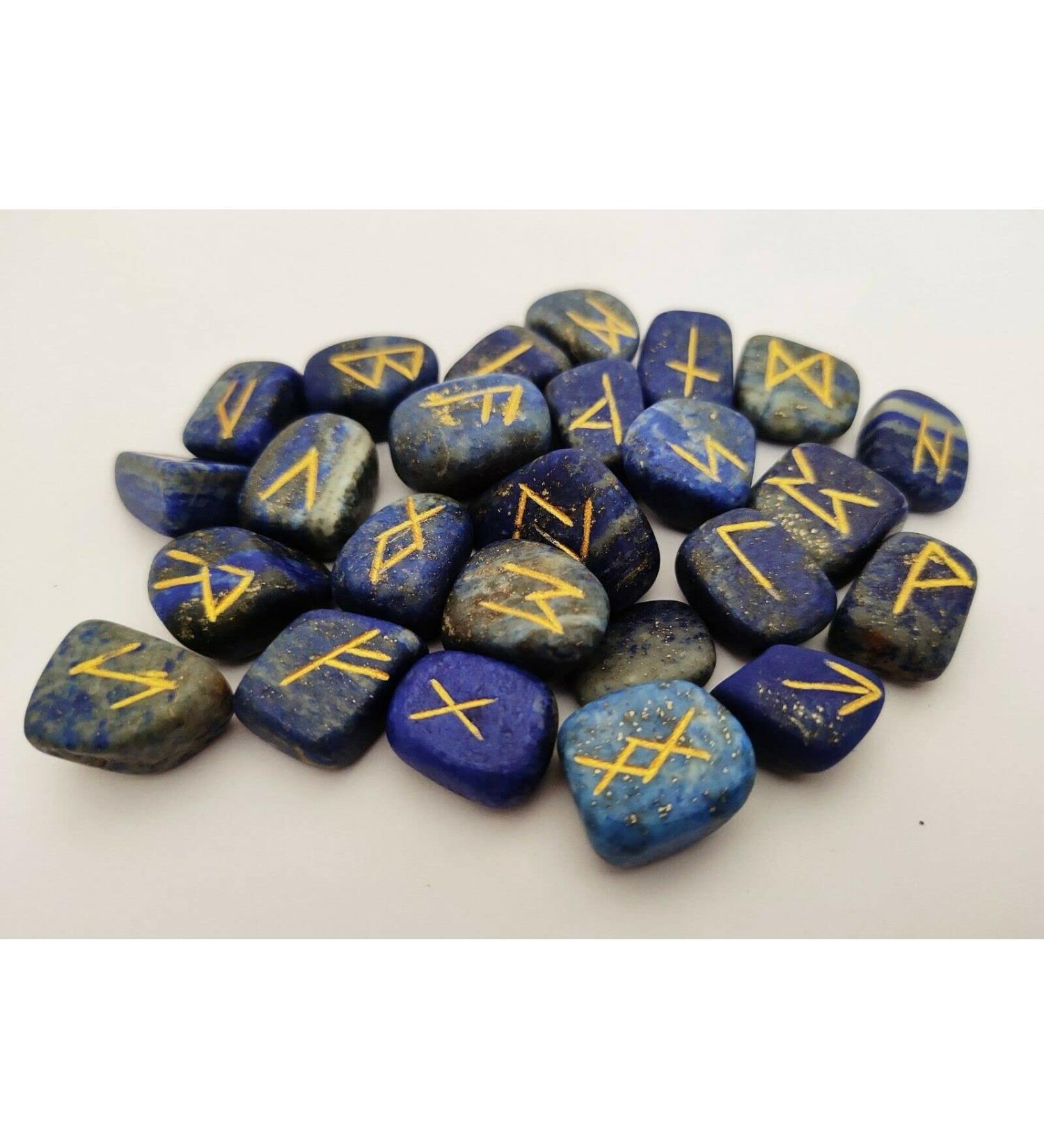 Sharvgun Lapis Lazuli Rune Stone Set 25 pi ces avec tableau en bois MDF runique grav lettrage symbolique pa en velours noir/rouge pochette incluse bo te cadeau - Buy Online on GoSupps.com