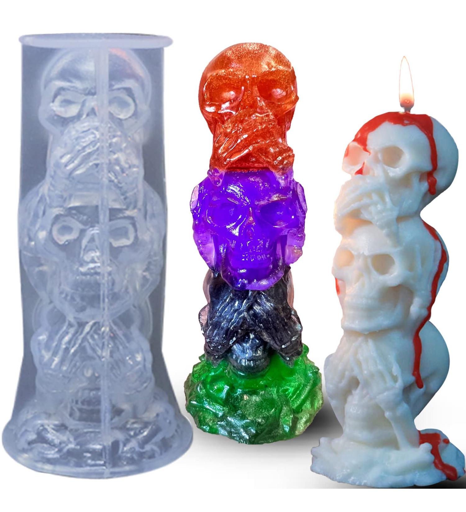 ZQYSING Halloween Skull Candle Molds - 3D Silicone Skeleton Mold for DIY Resin & Soap Making - Buy Online on GoSupps.com