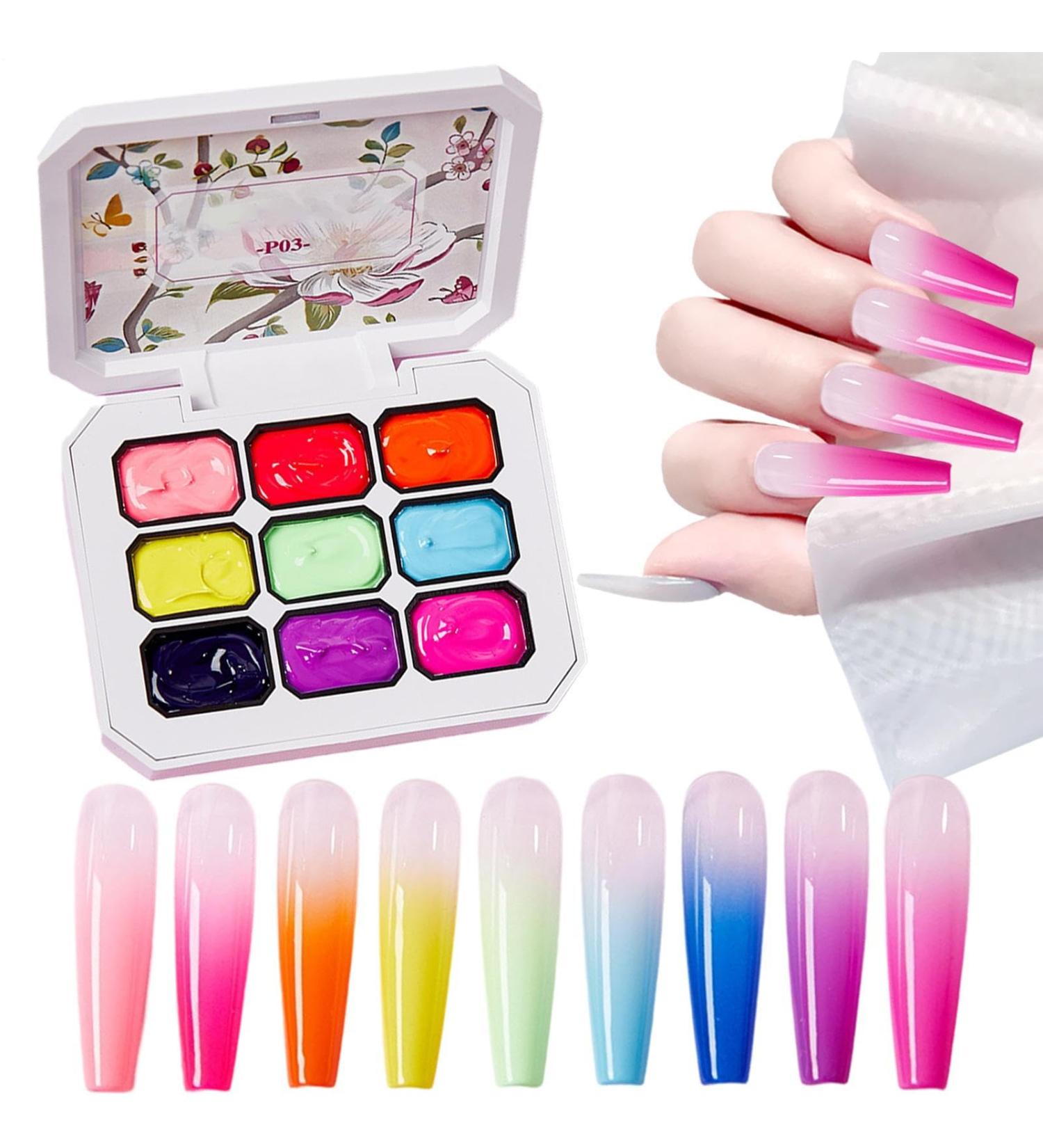 Gel Polish Pat Gradient Gel Paint Palette of 9 Colours for Artistic Creations Manicure Girls - Buy Online on GoSupps.com