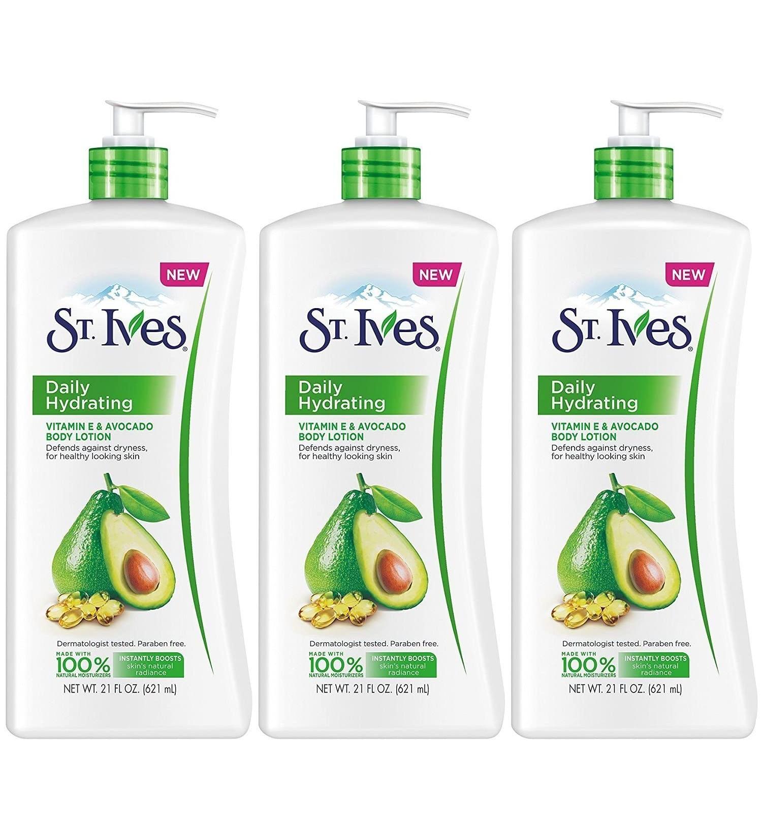 St. Ives Daily Hydrating Vitamin E & Avocado Body Lotion 21 Ounce (Pack of 3)