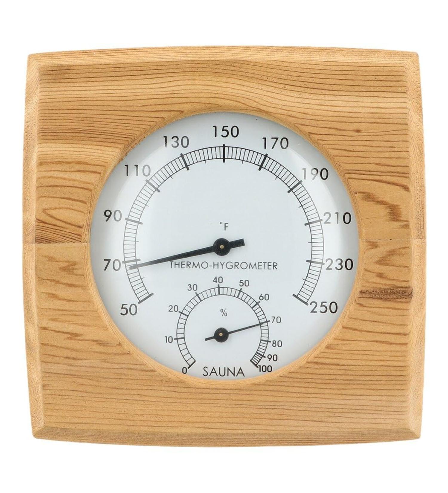 YOFAPA 2-in-1 Wooden Sauna Hygrothermograph | Accurate Indoor Humidity & Temperature Measurement | Sauna Thermometer & Hygrometer - Buy Online on GoSupps.com