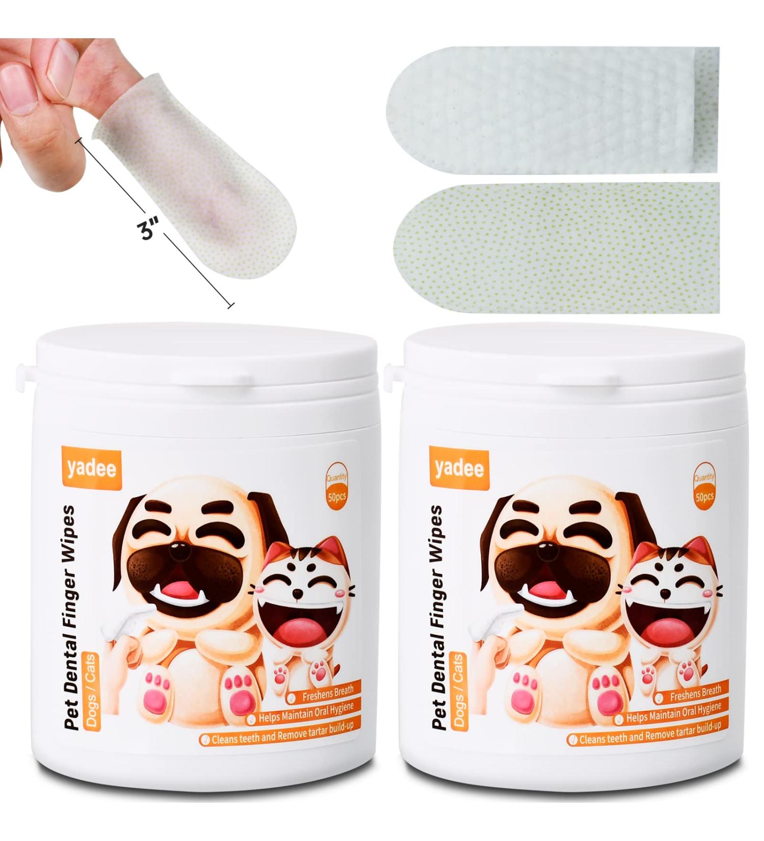 100Pcs Dog Teeth Cleaning Finger Wipes | Pet Dental Care | Freshen Breath, Reduce Plaque & Tartar | No Brushing Required - Buy Online on GoSupps.com