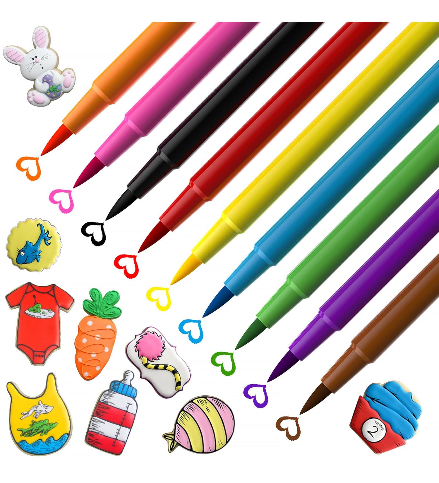 Edible Markers for Cookies Food Coloring Marker Pens 9Pcs ValueTalks Fine Tip Food Grade Food Gourmet Writers for DIY Decorating Fondant Cakes Easter Eggs Baking Painting Drawing Writing 9 Count (Pack of 1) 9 - Buy Online on GoSupps.com