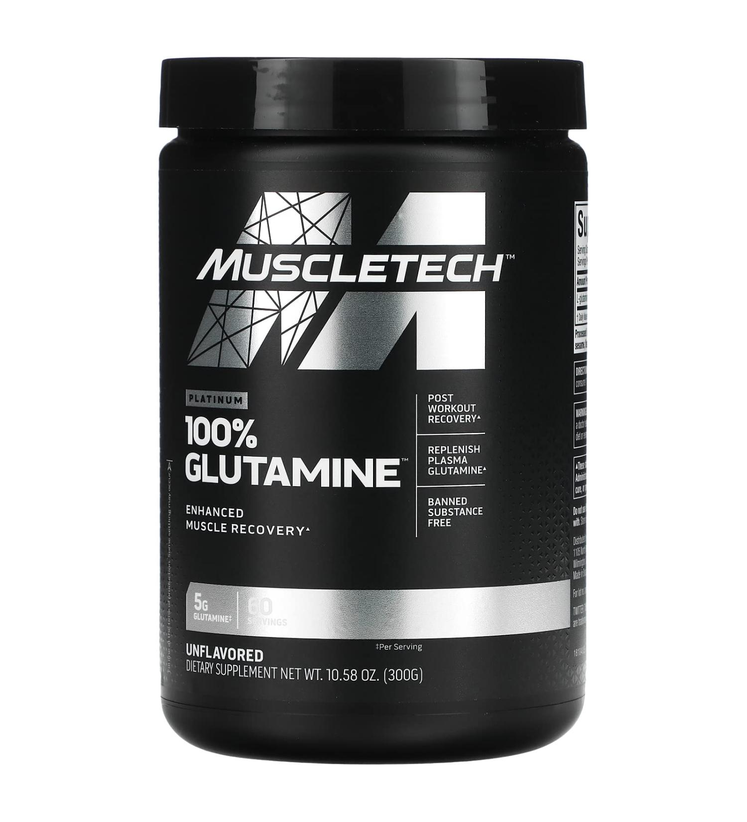 Muscletech Essential Series, Platinum 100% Glutamine, Unflavored, 5 g, 10.58 oz (300 g), Sports Nutrition Supplements, Powder