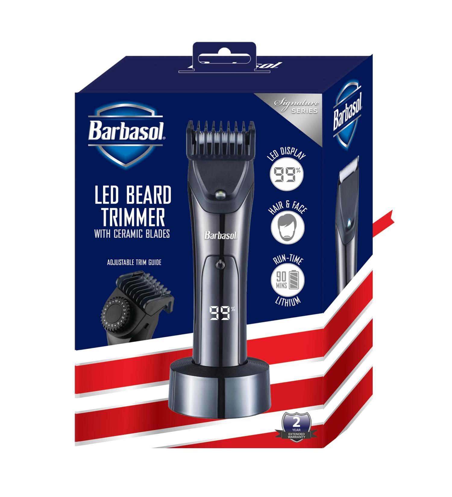 Buy Barbasol Hair and Beard Trimmer for Men - Rechargeable Hypoallergenic Blades 10-Length Settings & LED Screen | Fast International Shipping - Buy Online on GoSupps.com
