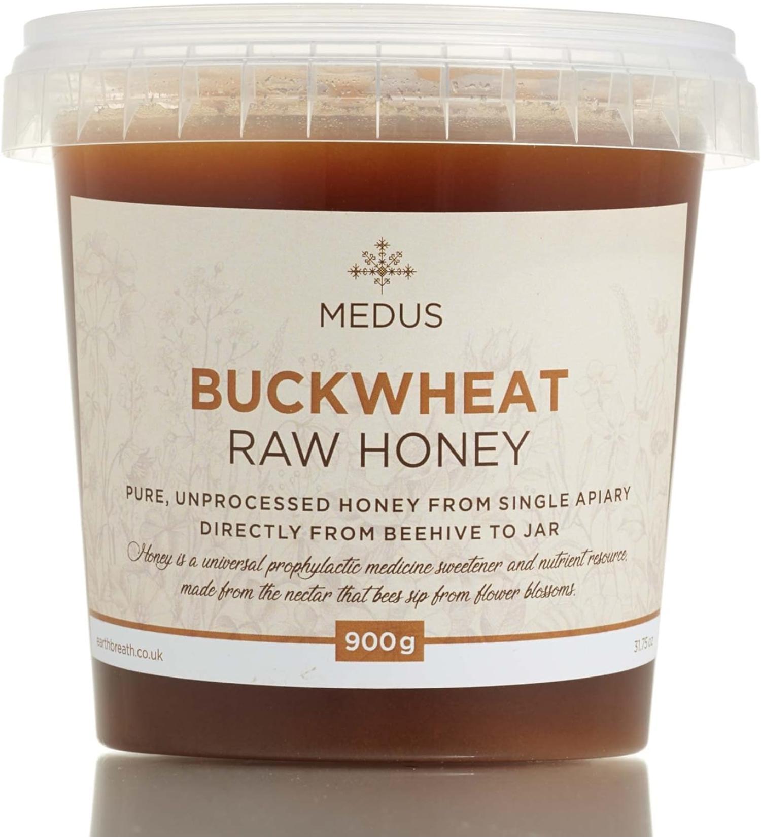 Earthbreath Buckwheat Raw Honey - 900g - Pure Dark Unheated Unpasteurised - Natural Sweetener for Cooking and Drinks - Buy Online on GoSupps.com