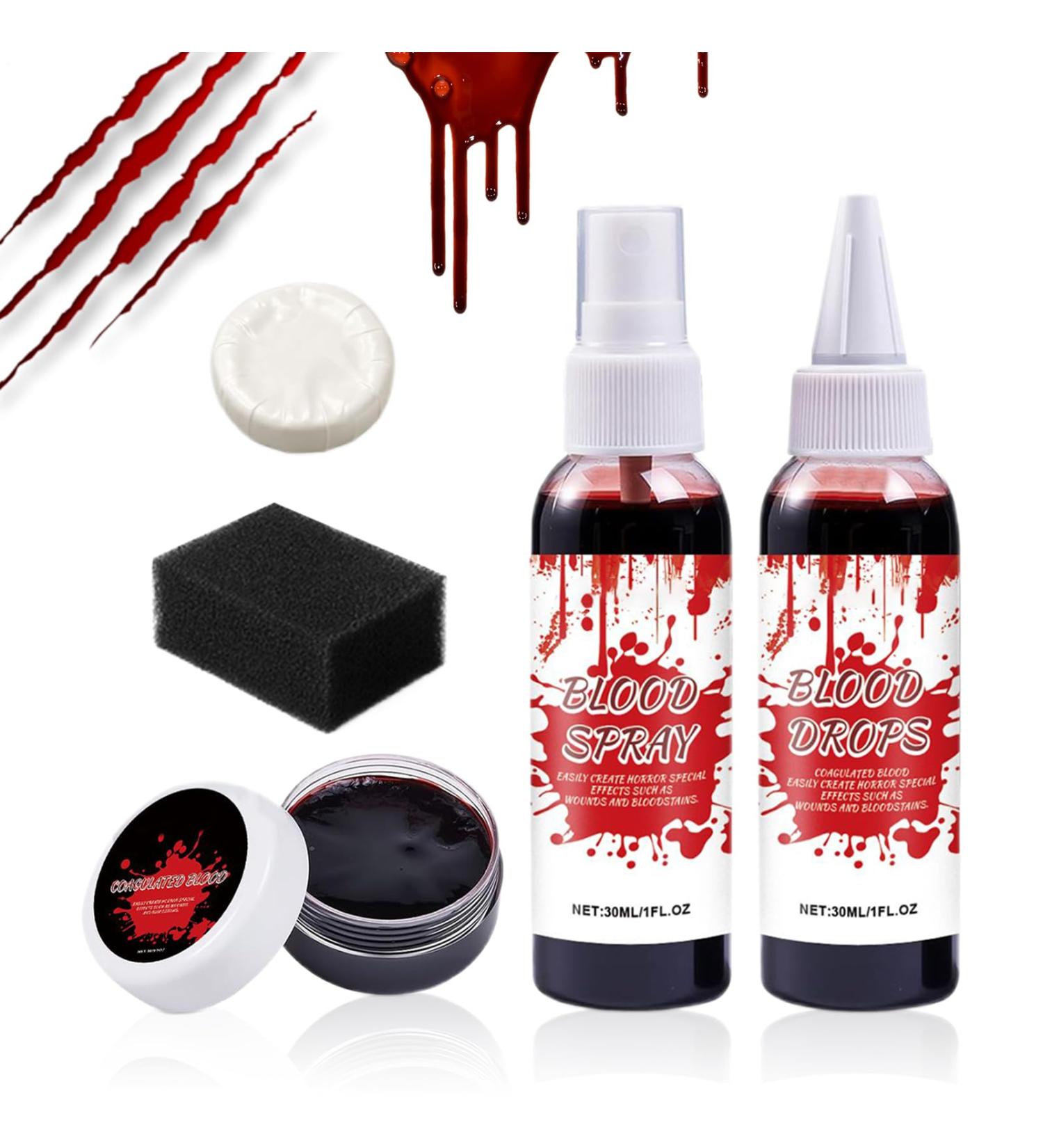 Walopola Halloween Fake Blood Kit | Coagulated Gel Blood Kit with Cleansing Soap Washable Zombie Vampire Props for Theme Parties Role-Playing and Stage Performances - Buy Online on GoSupps.com