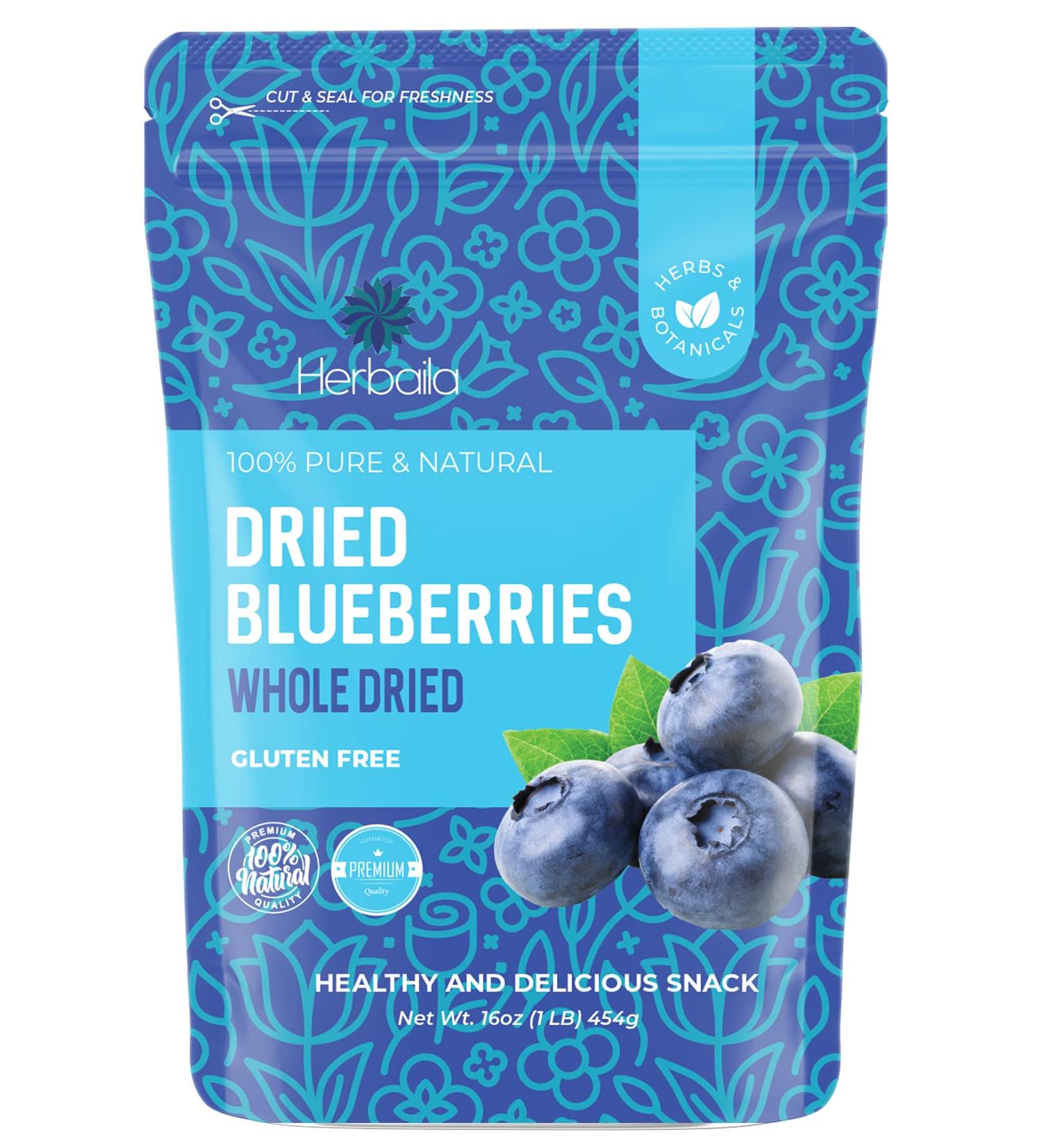 Bulk Dried Blueberries - Unsweetened, Non-GMO, 1 lb - Whole Dry Blue Berries - Dehydrated & All Natural - Buy Online on GoSupps.com