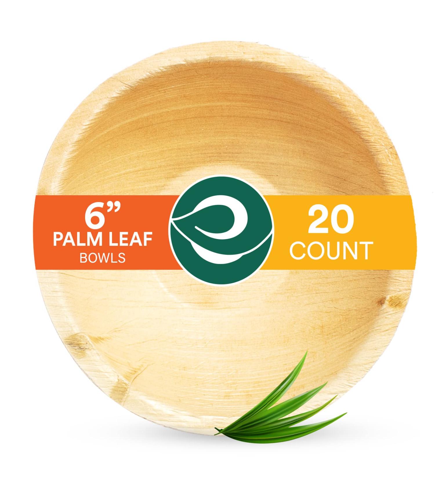 ECO SOUL 100% Compostable 16 Oz Palm Leaf Bowls 20-Pack - Biodegradable Eco-Friendly Disposable Dessert Bowls - Buy Online on GoSupps.com