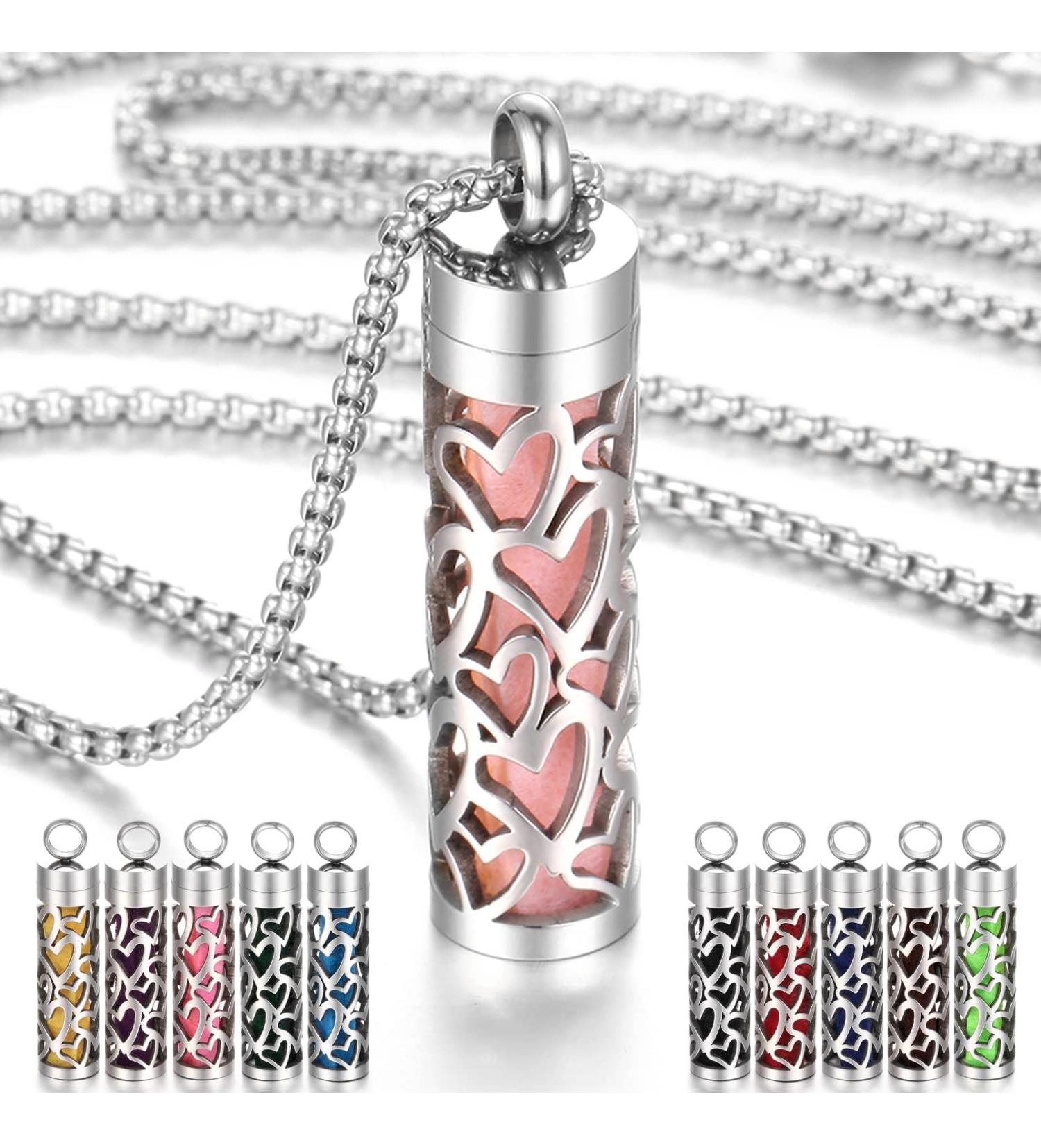 JEAN SMILE Essential Oil Necklace for Women - Aromatherapy Pendant 316L Stainless Steel Diffuser Jewelry Gift for Men & Women - Perfect for Christmas & Birthdays - Buy Online on GoSupps.com