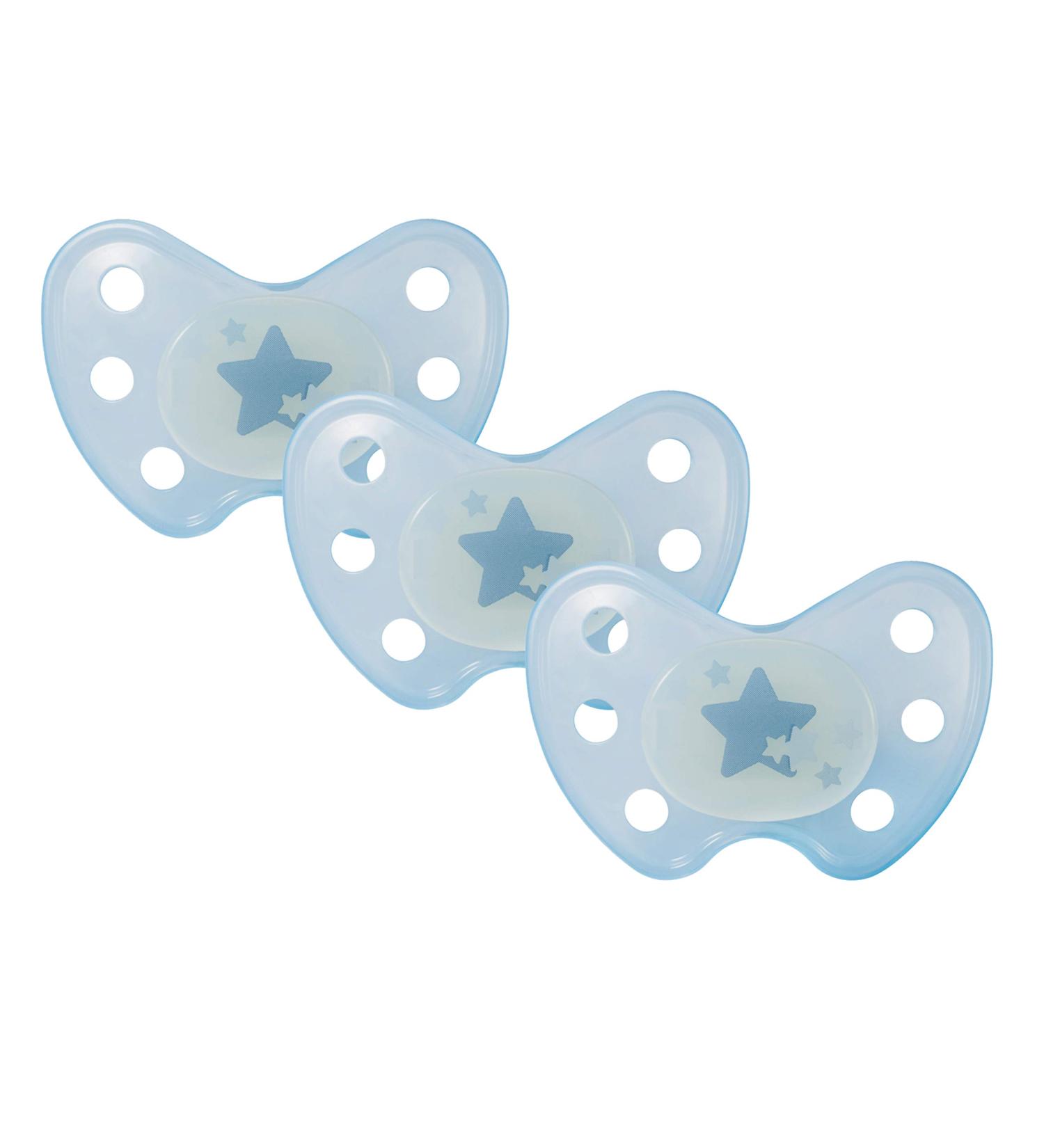 Dentistar Silicone Night Pacifier Set of 3 - Size 3 for 14+ Months - Luminous Blue Shell - Dental Approved - Made in Germany - Buy Online on GoSupps.com