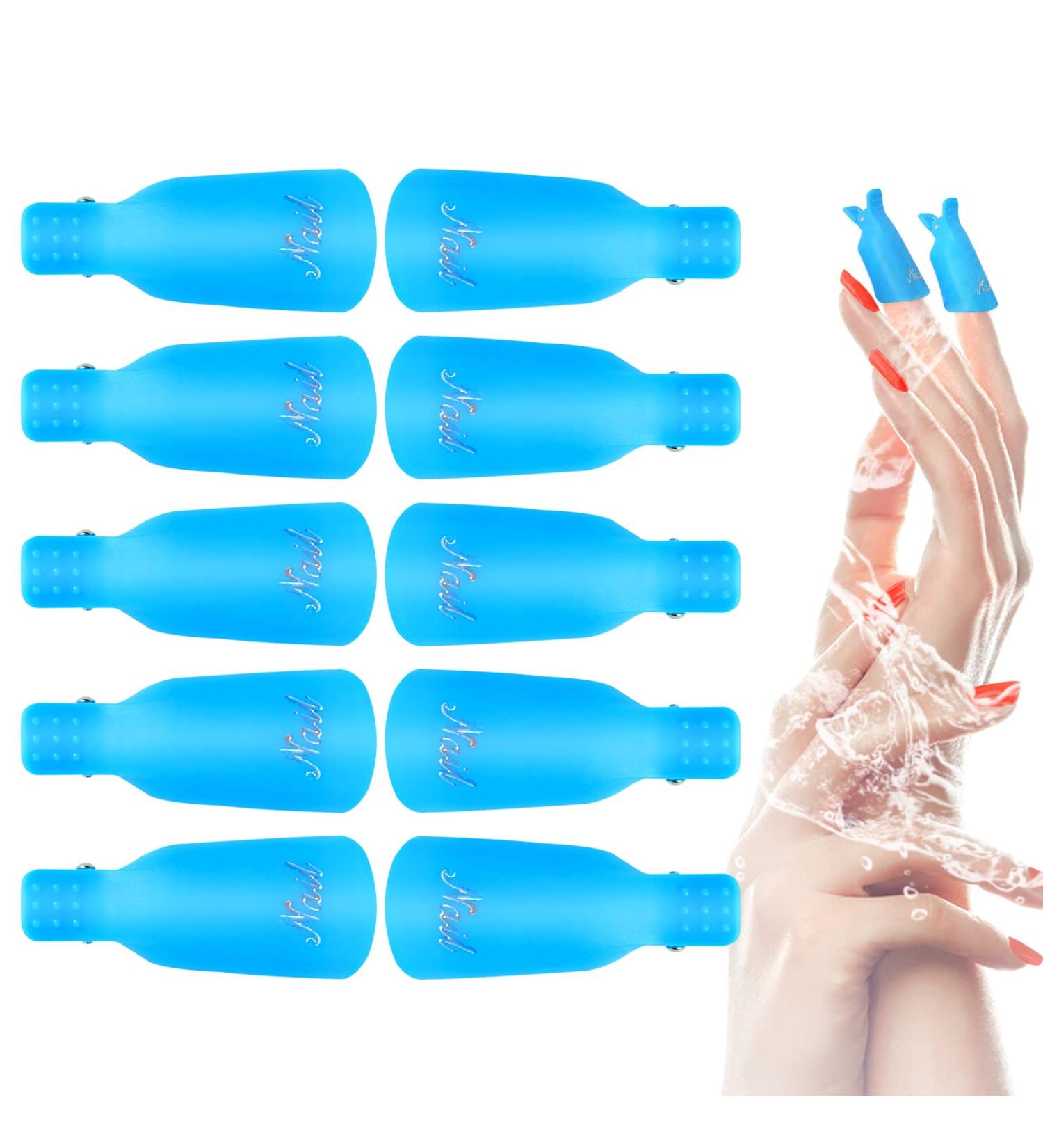 Hanyousheng Nail Clips - 10 Pcs Acrylic Nail Remover Caps for Soak Off - Nail Art Polish Wrap Cleaner Tool in Blue - Buy Online on GoSupps.com