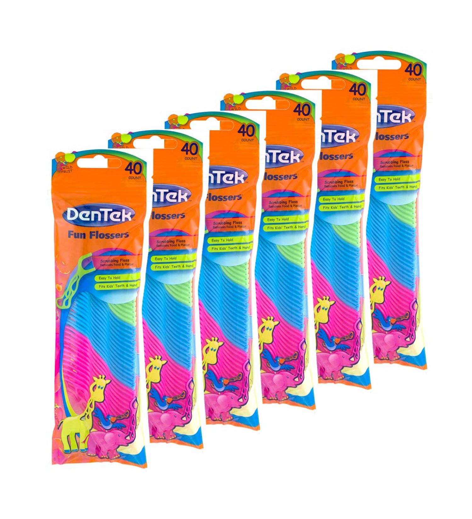 Dentek Children's Dental Floss with Holder - 6 Pack 240 Total Flossers | International Shipping Available - Buy Online on GoSupps.com