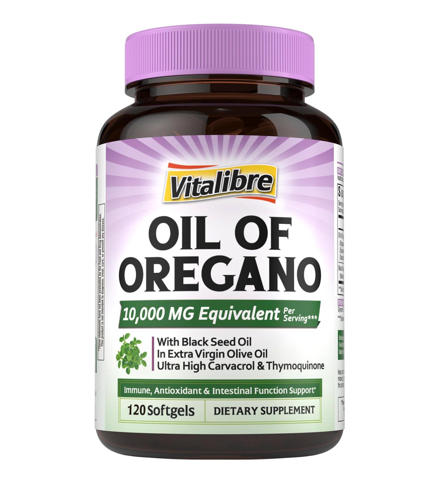Oil of Oregano 10000mg with Black Seed Oil 20:1 Extrect Wild Harvested Contains Carvacrol Non-GMO Herbal Extract Supplement for Immune Support 120 Softgels 120 Count (Pack of 1) - Buy Online on GoSupps.com