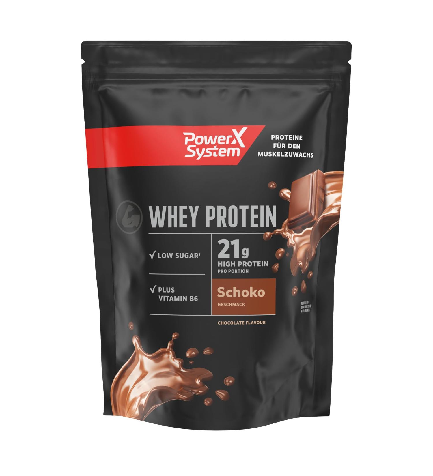 Power System Whey Protein Powder | Low Sugar Chocolate | 21g Protein | 420g | with Vitamin B6 - Shop Internationally - Buy Online on GoSupps.com