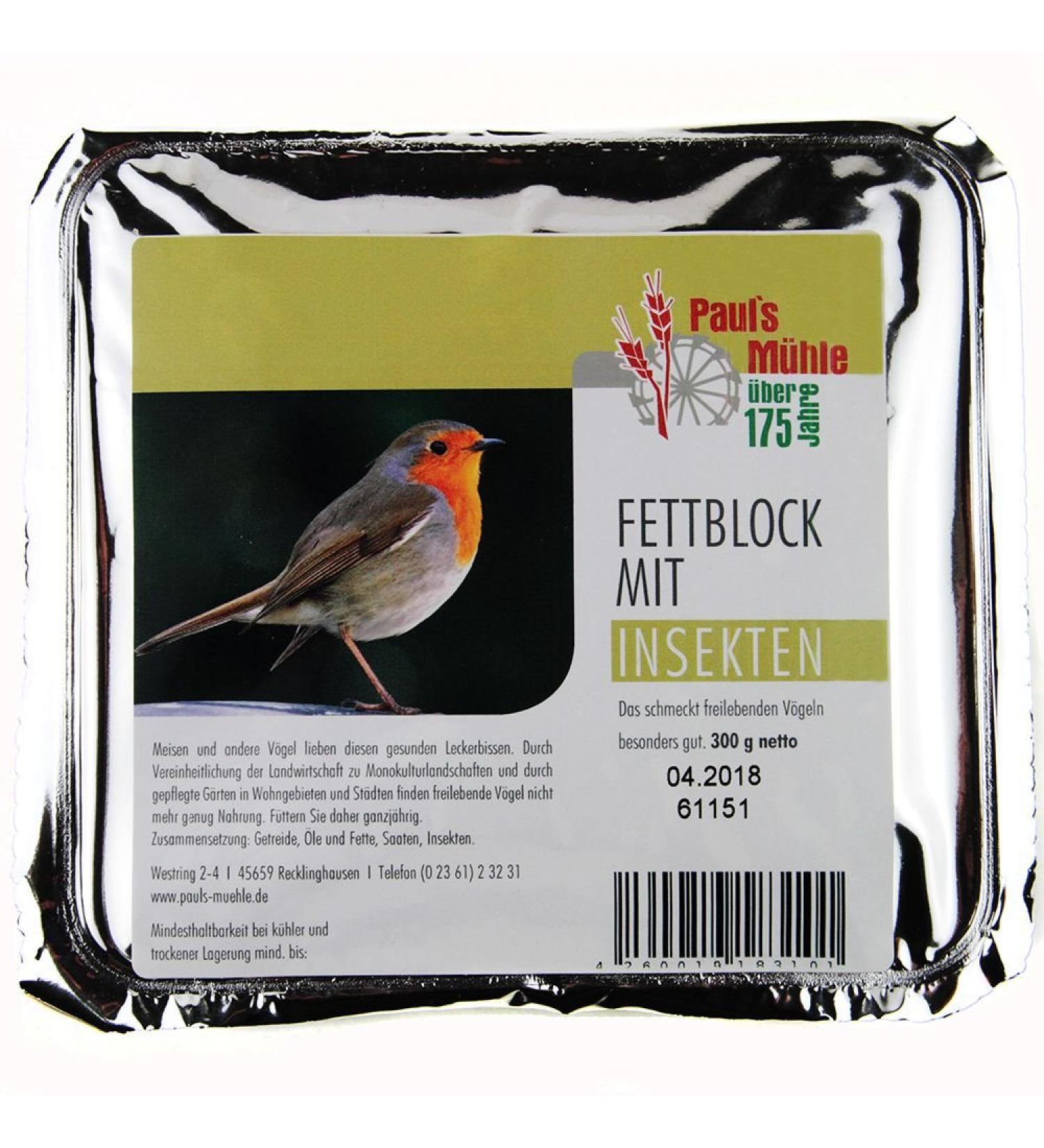 Paul's M hle fat block with insects (bird buffet) 12 x 300 g