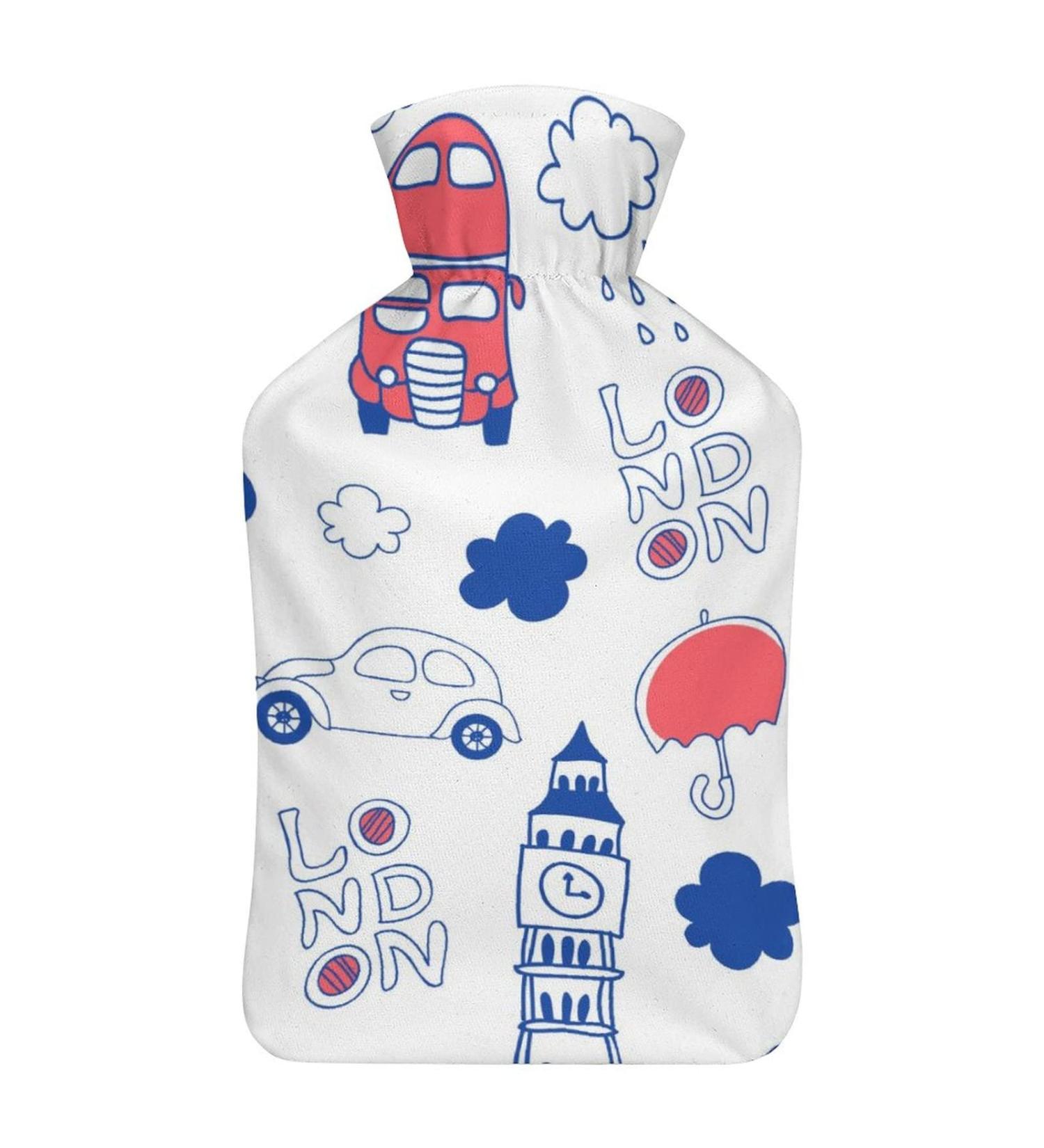 Cute London Hot Water Bottle with Plush Cover | Hand Warmer for Adults & Kids | 26.5x15.3cm - Perfect for Cozy Comfort - Buy Online on GoSupps.com