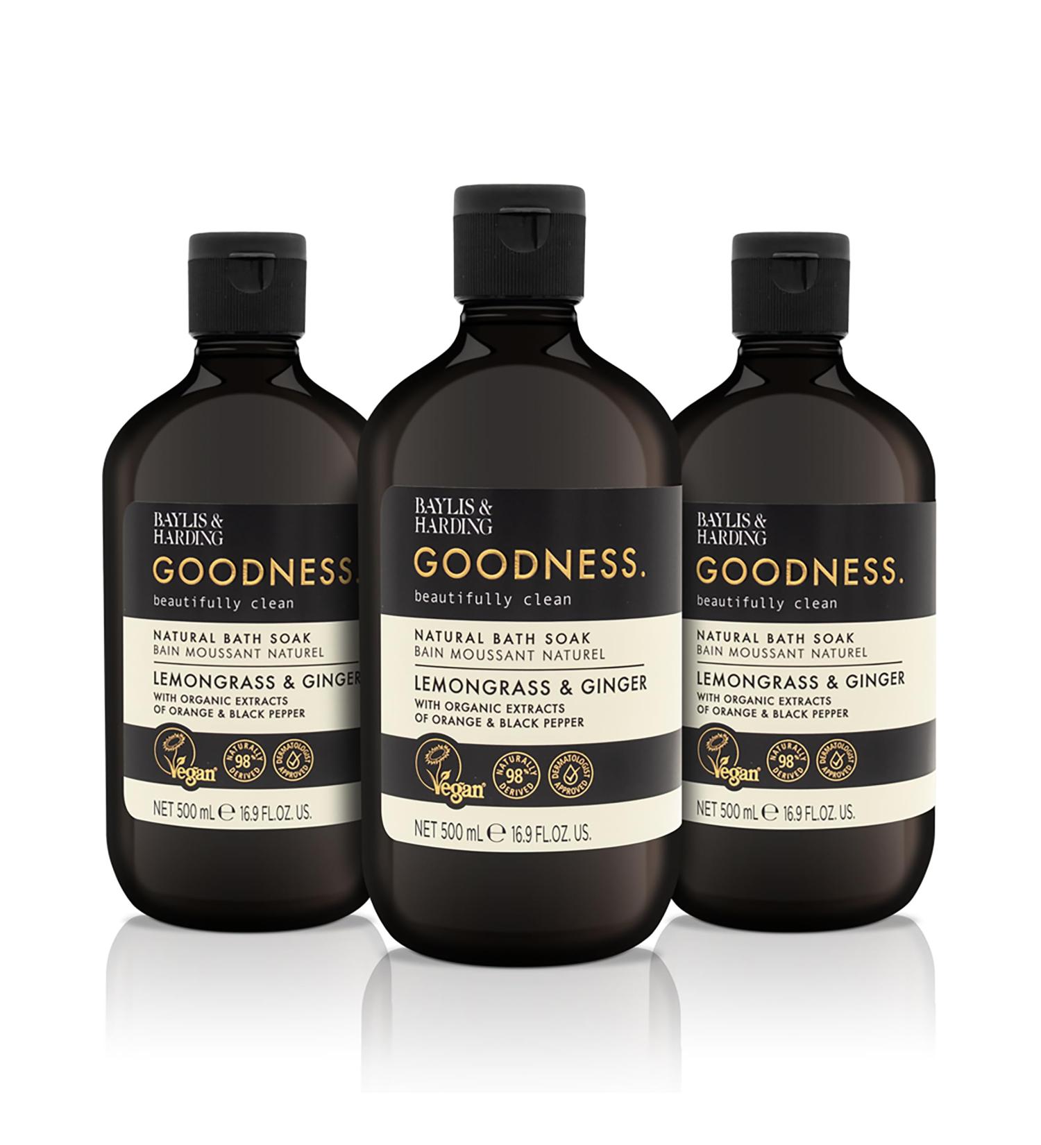 Baylis & Harding Goodness Lemongrass & Ginger Natural Bubble Bath 16.9 fl. oz (Pack of 3) - Biodegradable Formula - Vegan Friendly - Buy Online on GoSupps.com