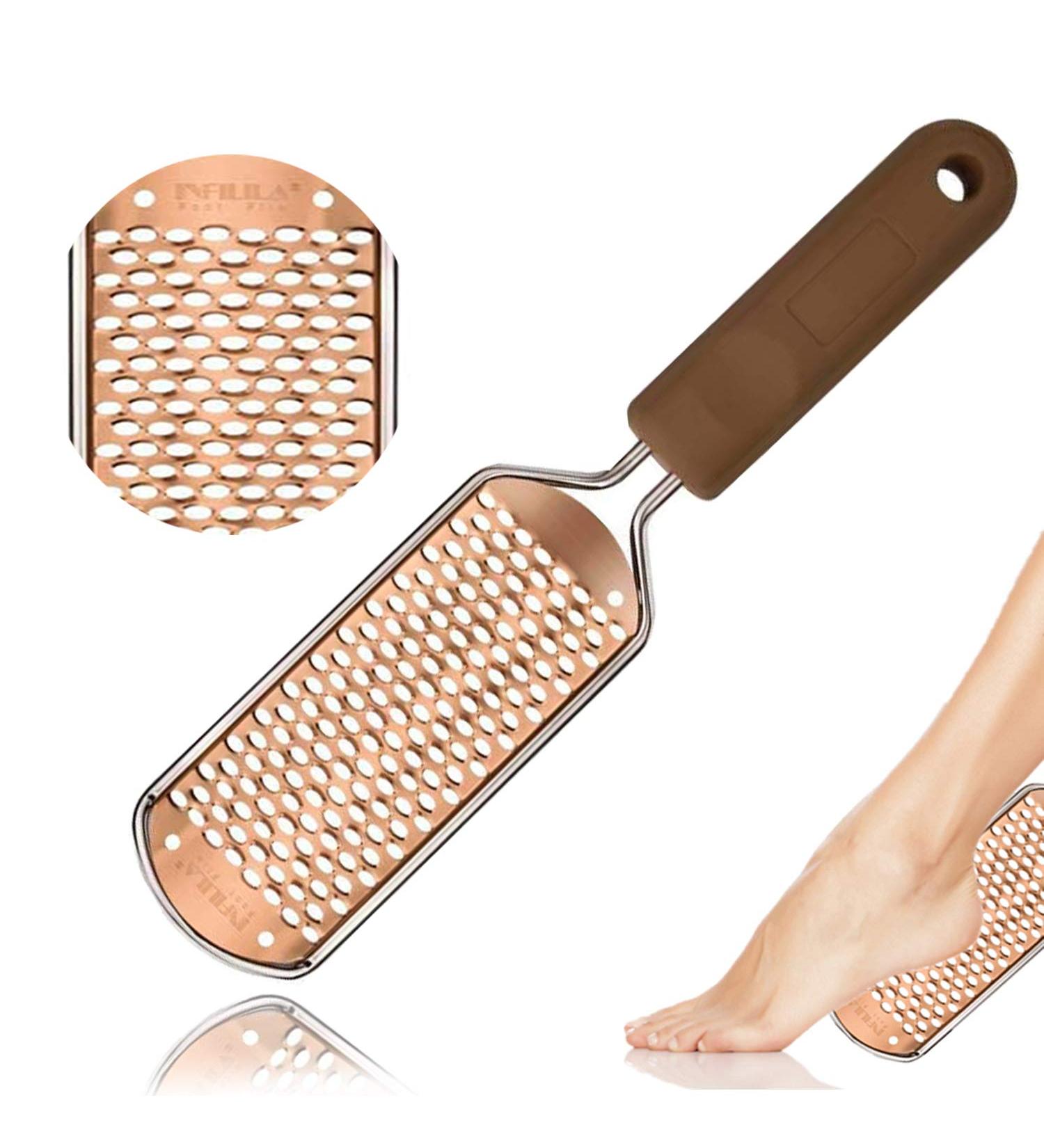 Pedicure Foot File Callus Remover - Stainless Steel Professional Foot Grater for Feet - Dead Skin Scrubber - Wet & Dry Feet - 1pcs - Buy Online on GoSupps.com