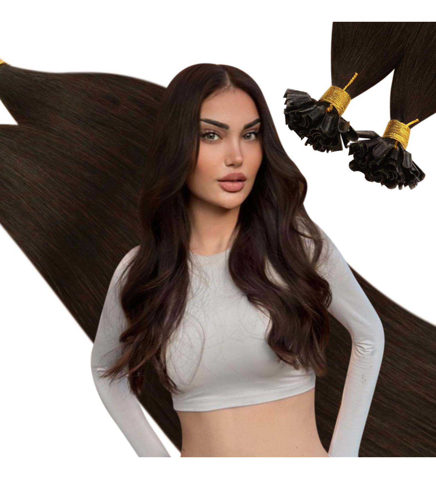 Ugeat U Tip Brown Hair Extensions - Real Keratin Bonding 45cm 50g 50 Pieces - Dark Brown 18 Inch Real Hair Extensions - Buy Online on GoSupps.com