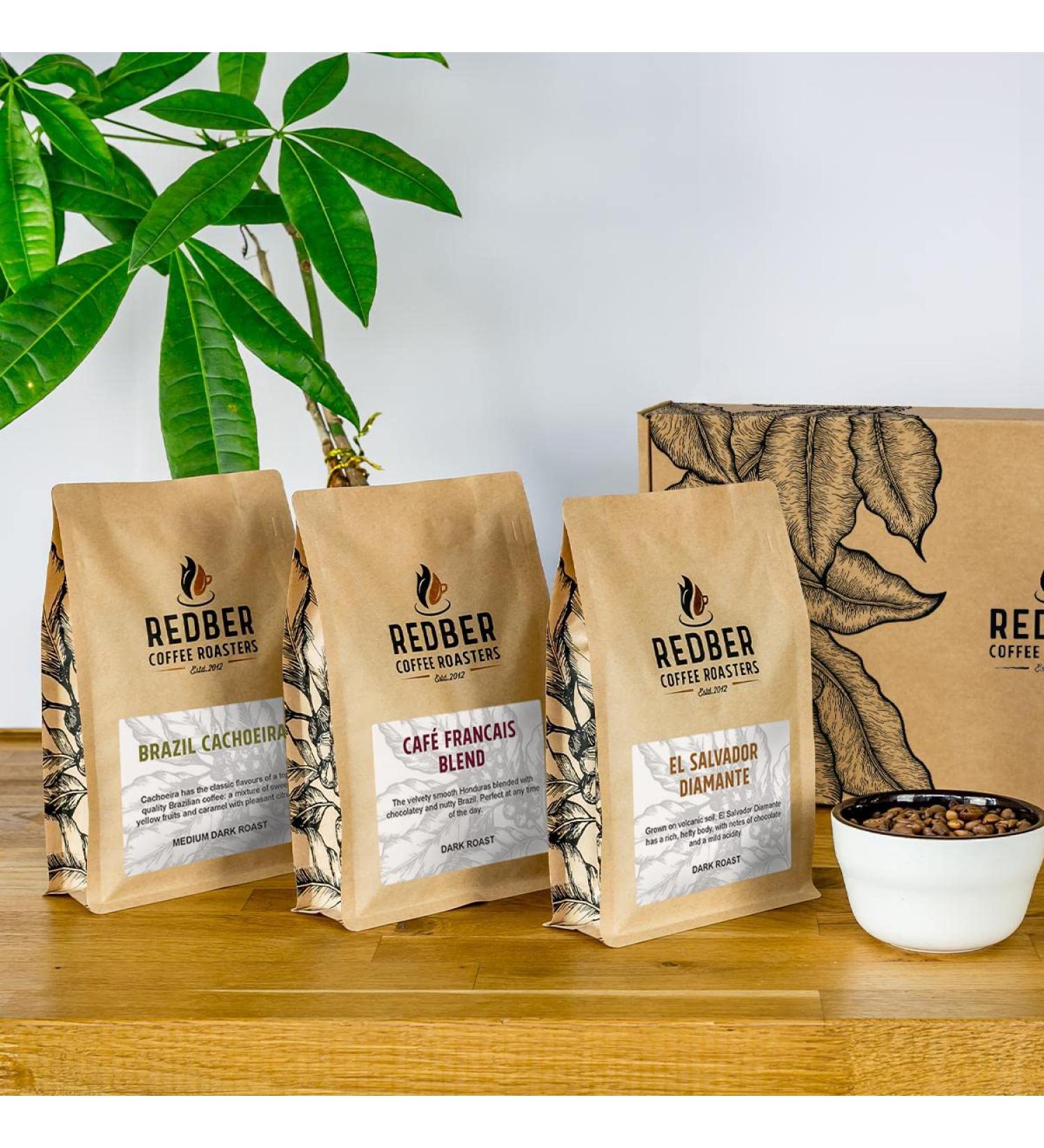Redber Coffee Roastery BEAN TO CUP Coffee Taster Gift Box 3 x 250g